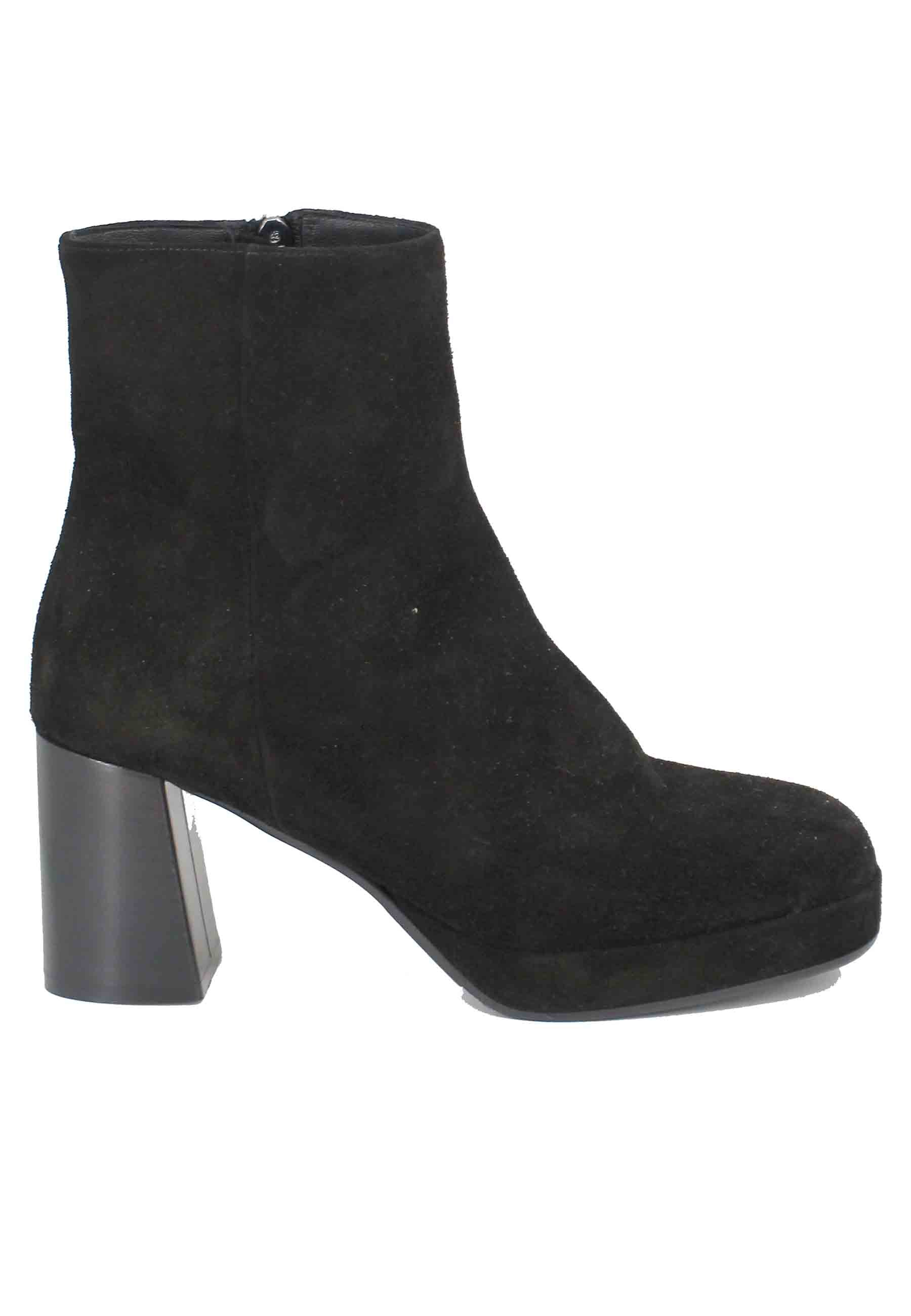 Bottines femme à talon haut en daim noir