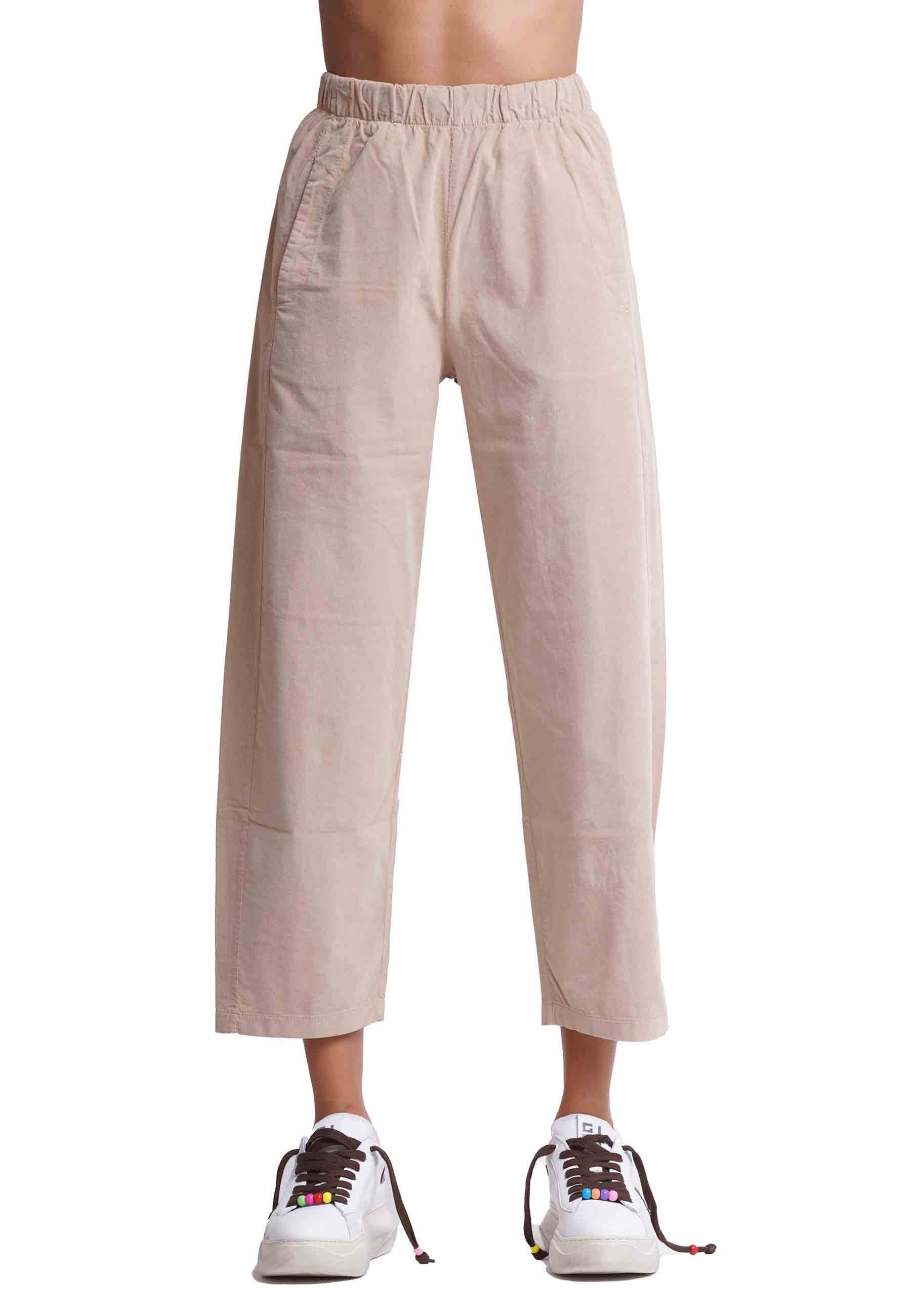 Women's beige cotton trousers