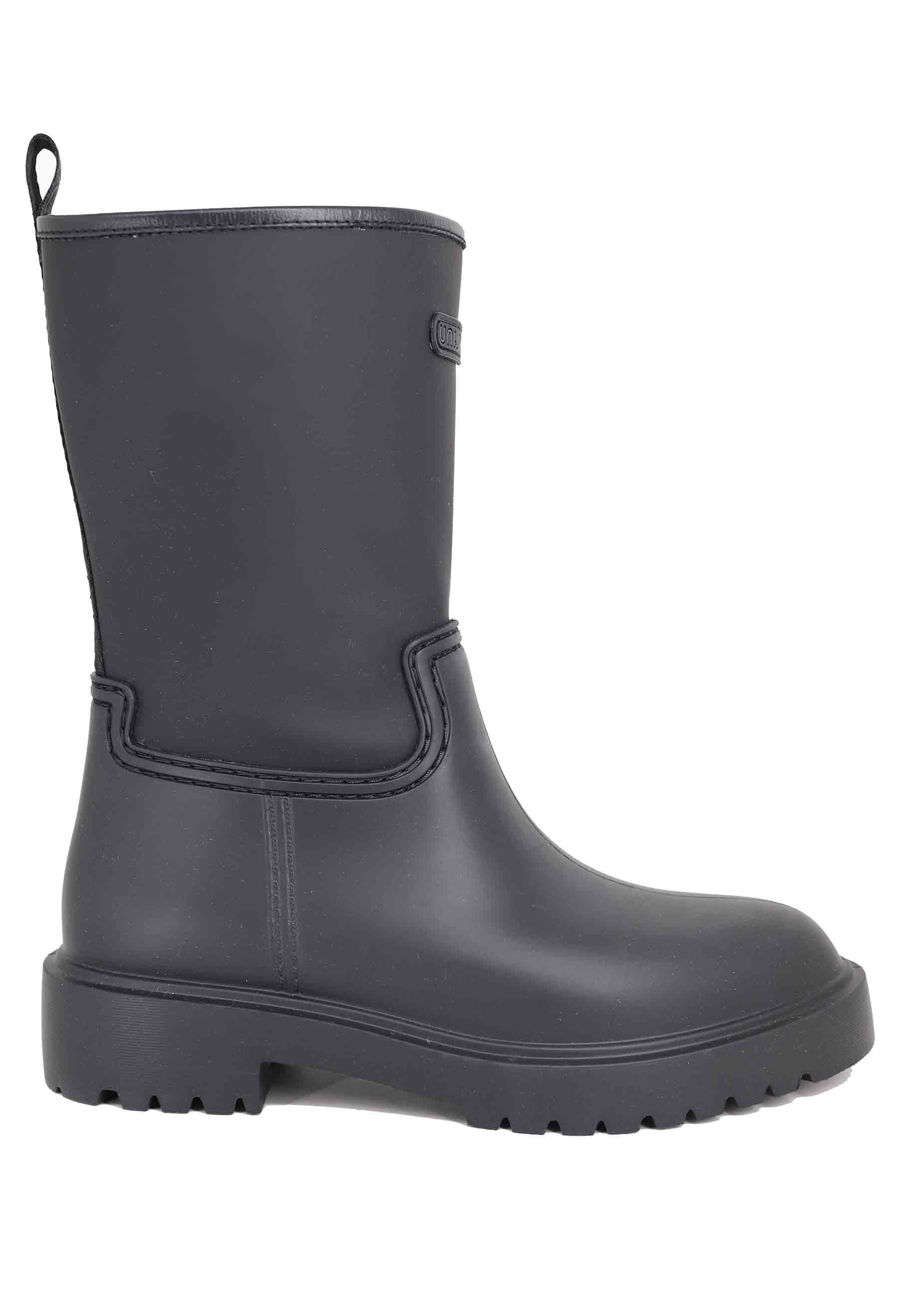 Women's rain boots in PVC and black fabric