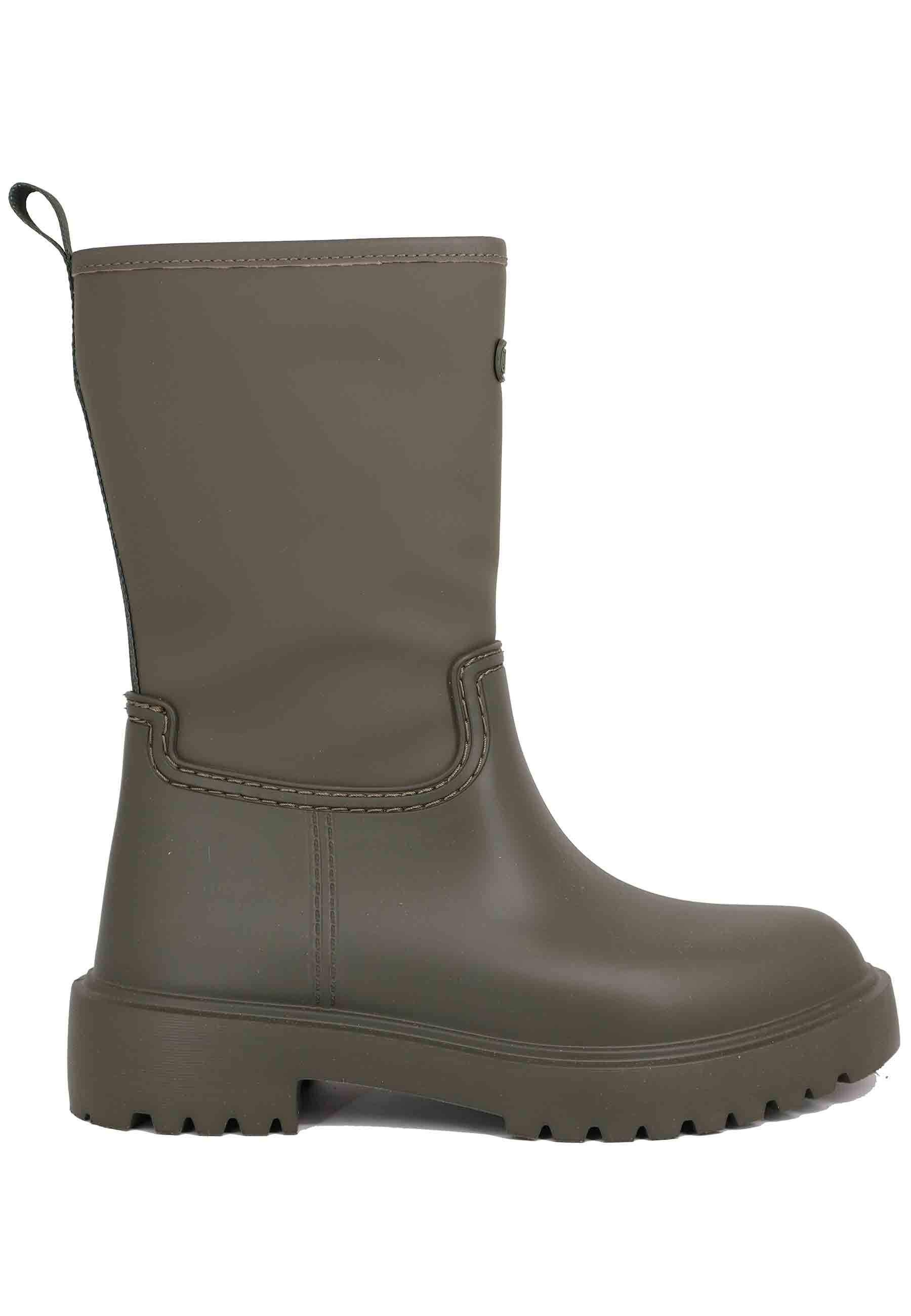 Women's rain boots in PVC and green fabric
