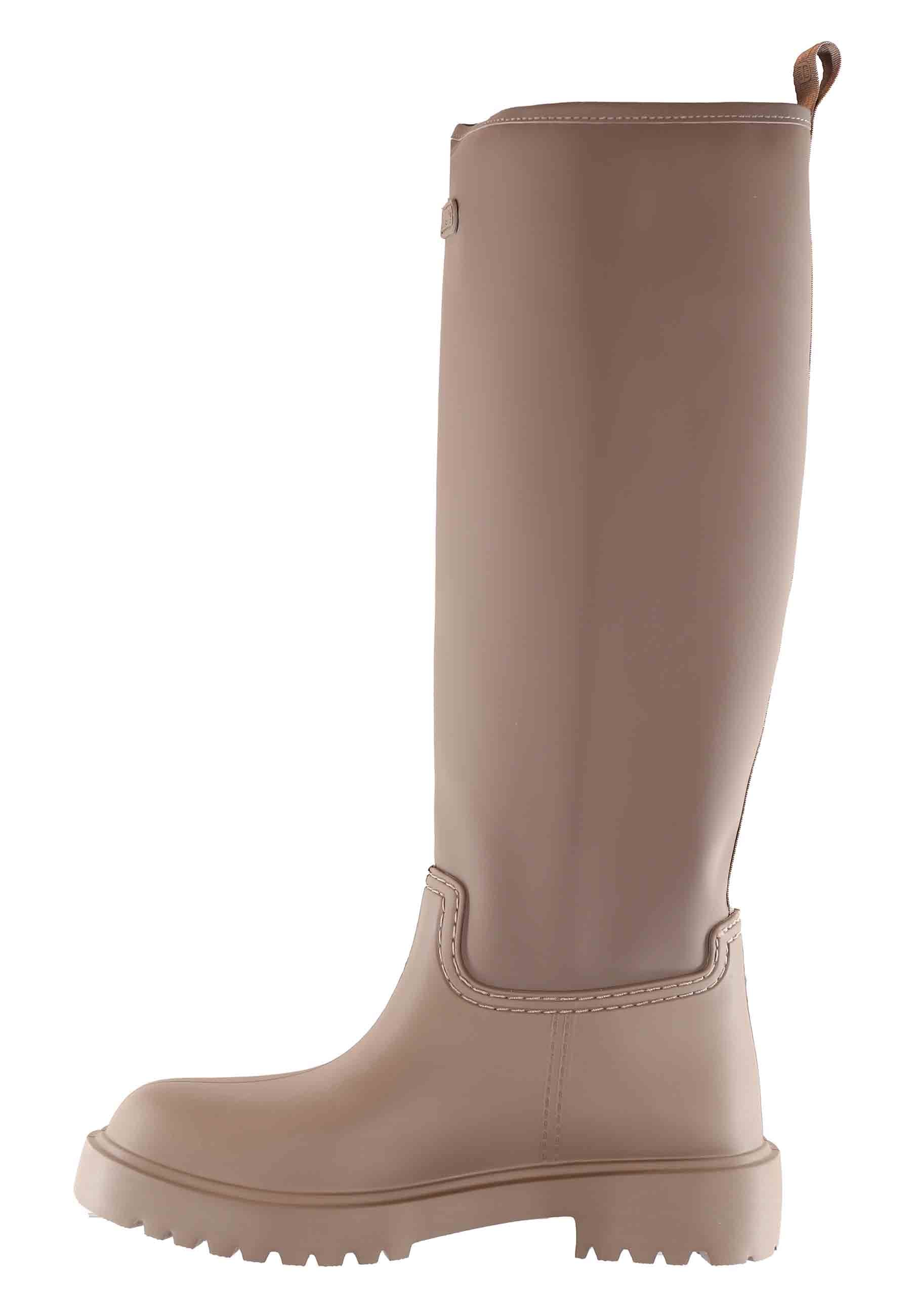 Women's rain tube boots in PVC and taupe fabric