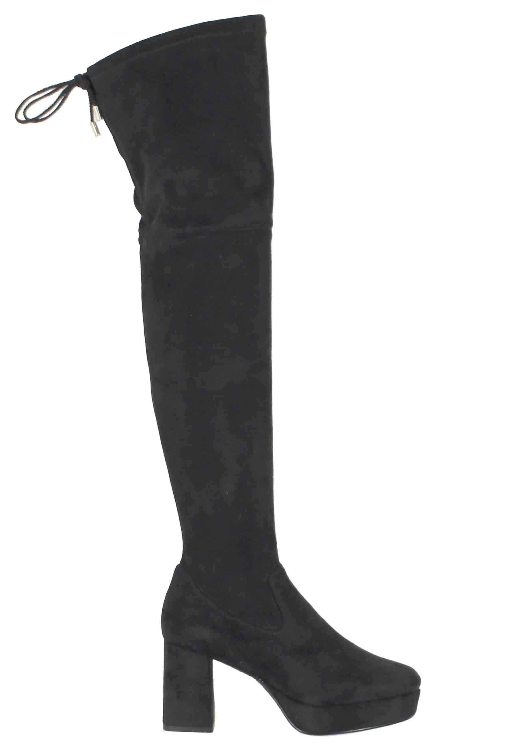 Stivali donna in camoscio nero con gambale alto