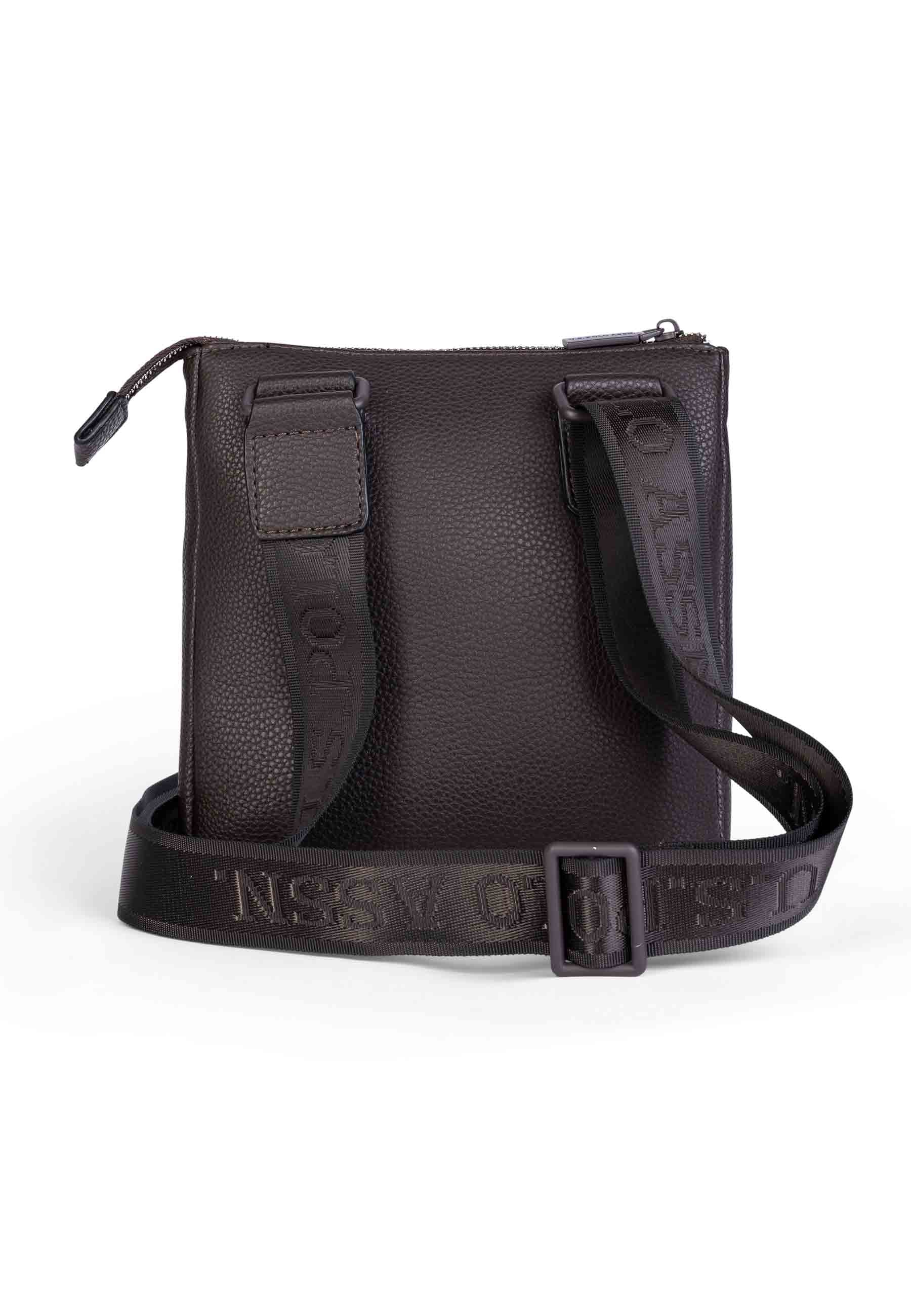 Seattle men's shoulder bag in dark brown eco leather