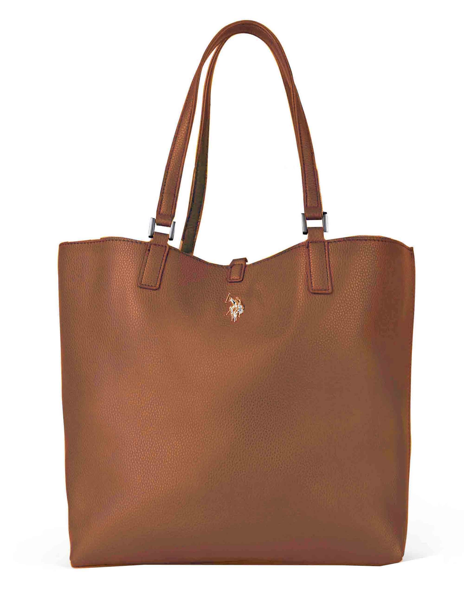 Malibu women's shopper bags in brown eco leather with double handles