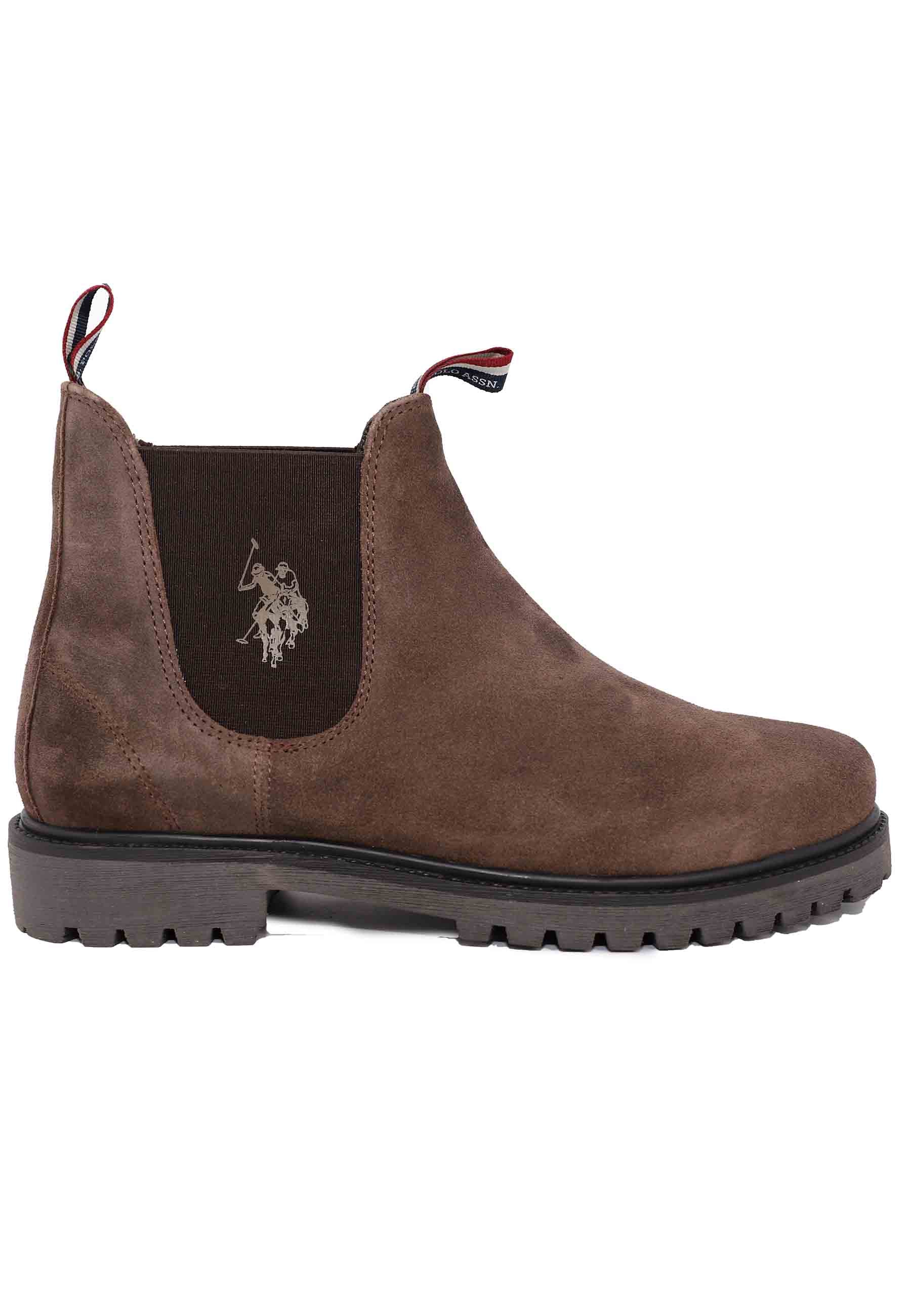 Men's ankle boots in brown suede with lug sole