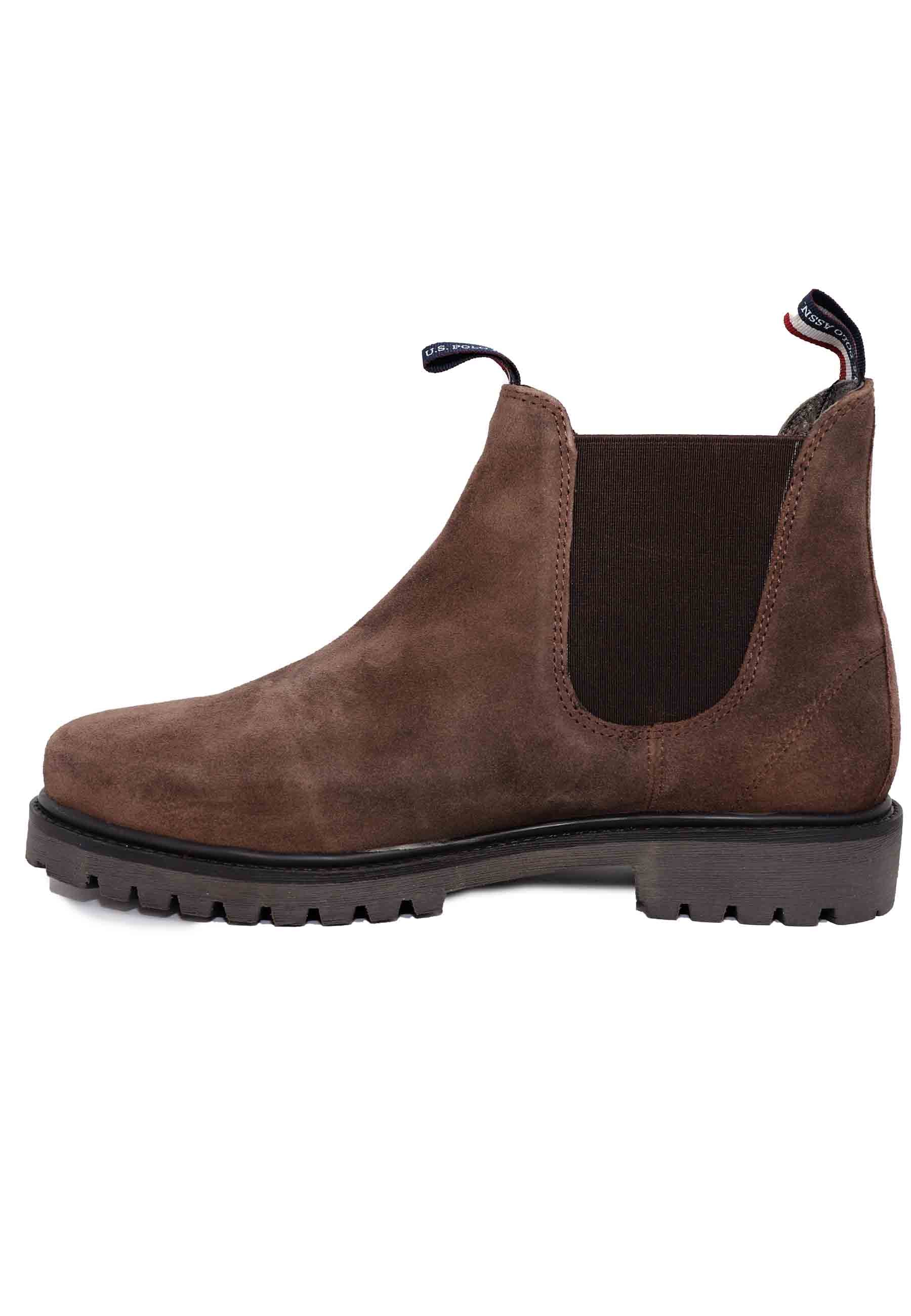 Men's ankle boots in brown suede with lug sole