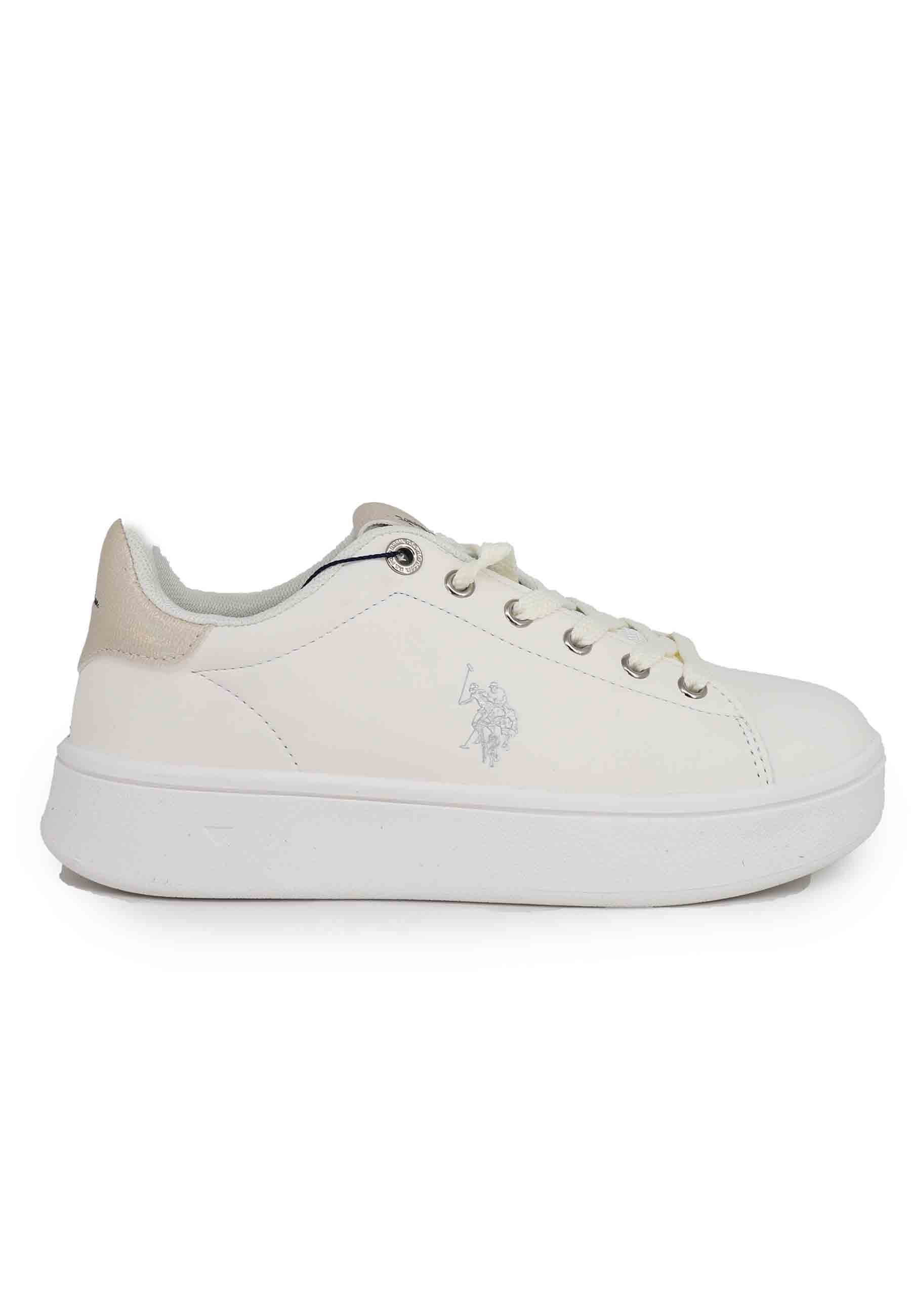 Women's sneakers in white eco leather