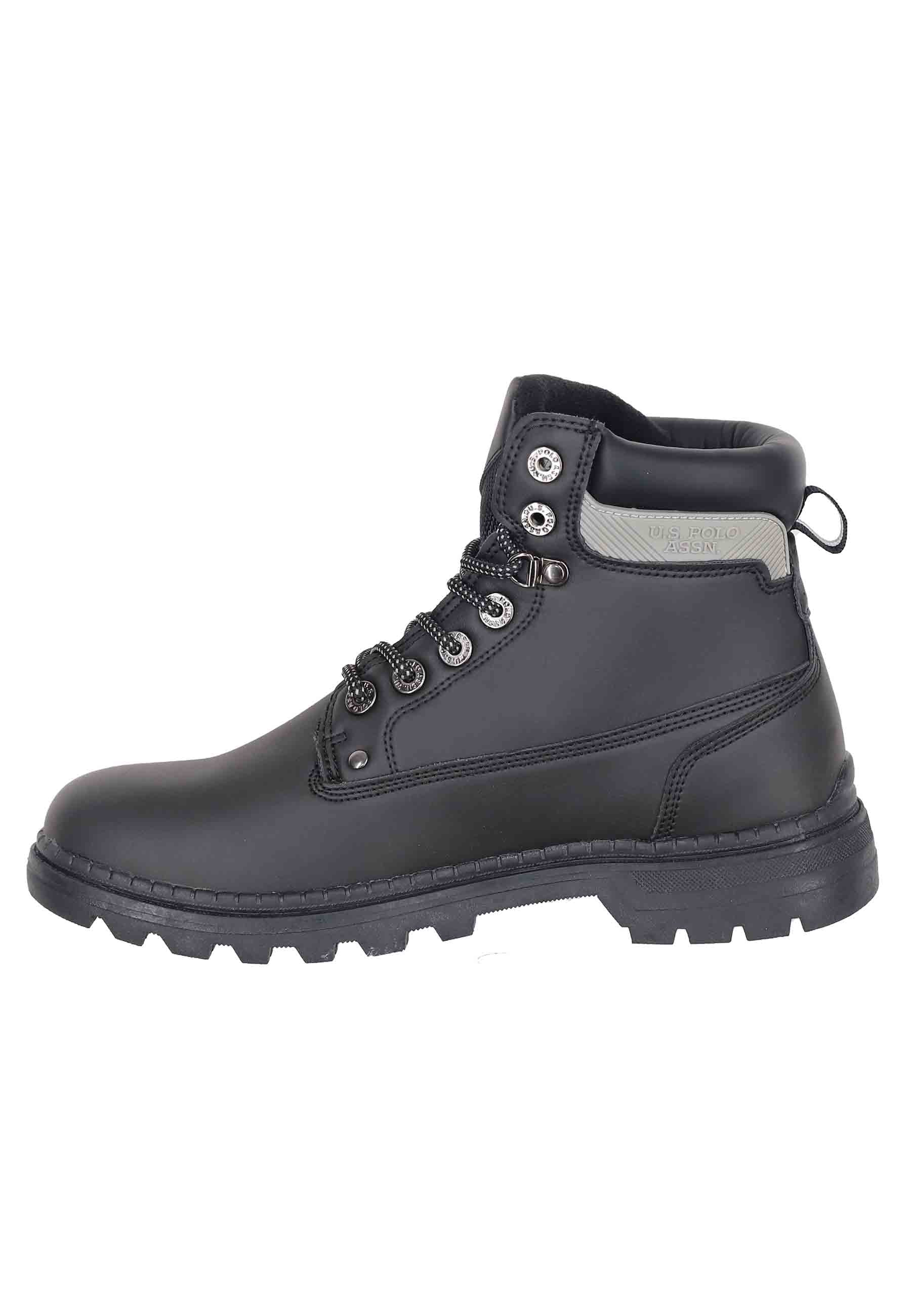 Men's amphibious ankle boots in black eco leather with lug sole