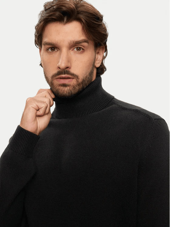 Pullover uomo a collo alto nero