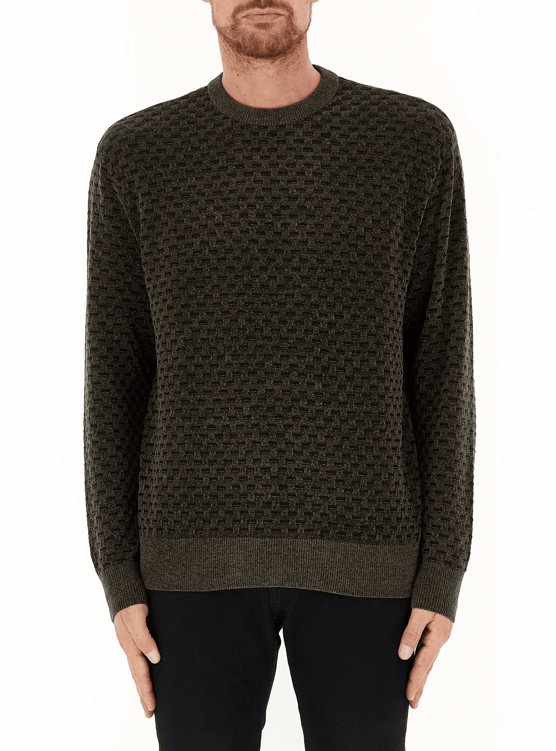 Pullover uomo in misto cotone verde