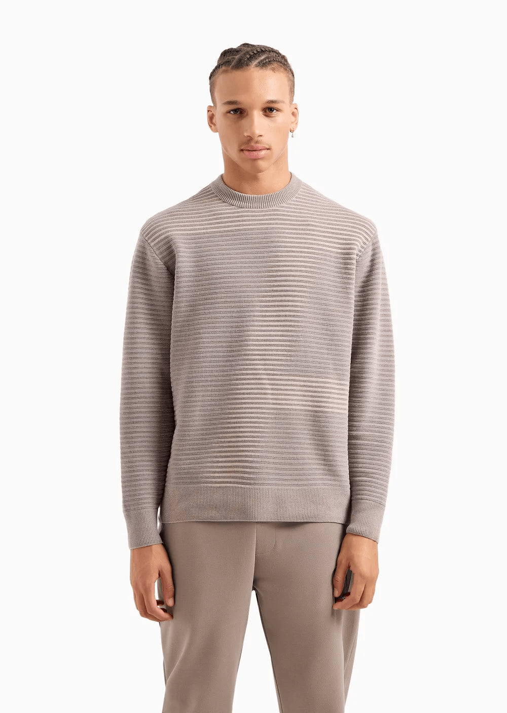 Pullover uomo a righe beige