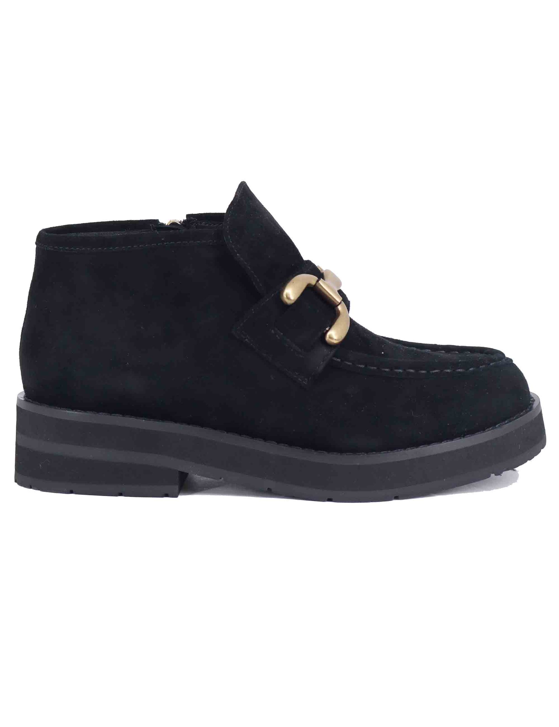 Zagreb women's ankle boots in black suede with clamp