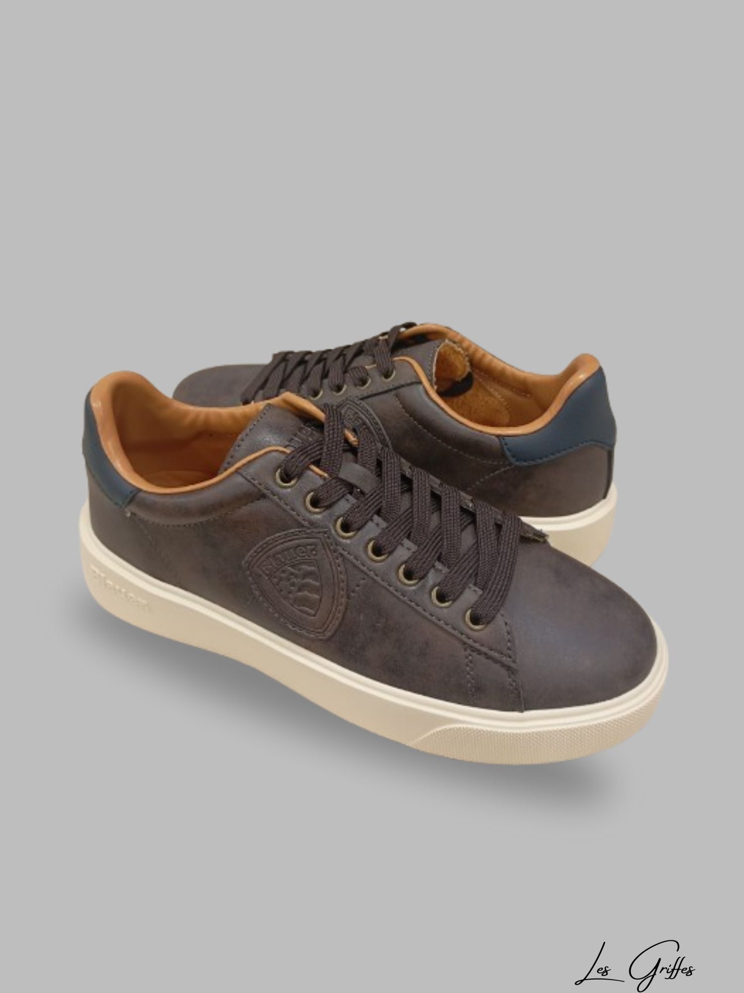 Sneakers uomo in pelle marrone