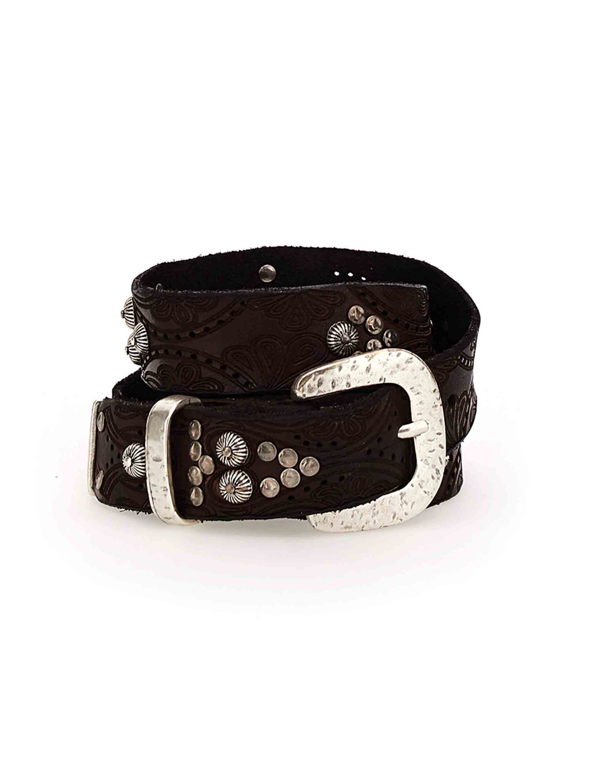 Women's black leather belts with studs