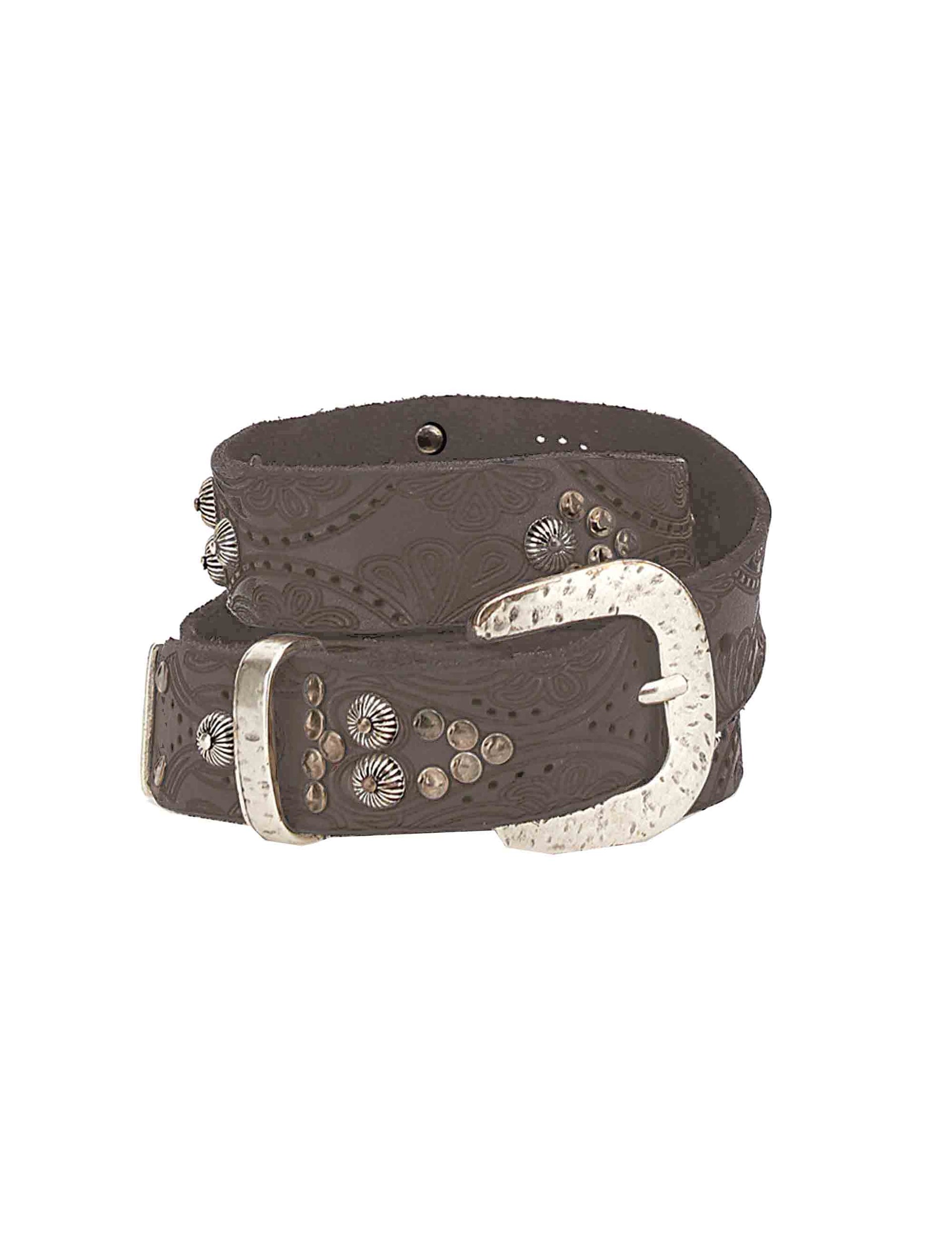 Women's grey leather belts with studs