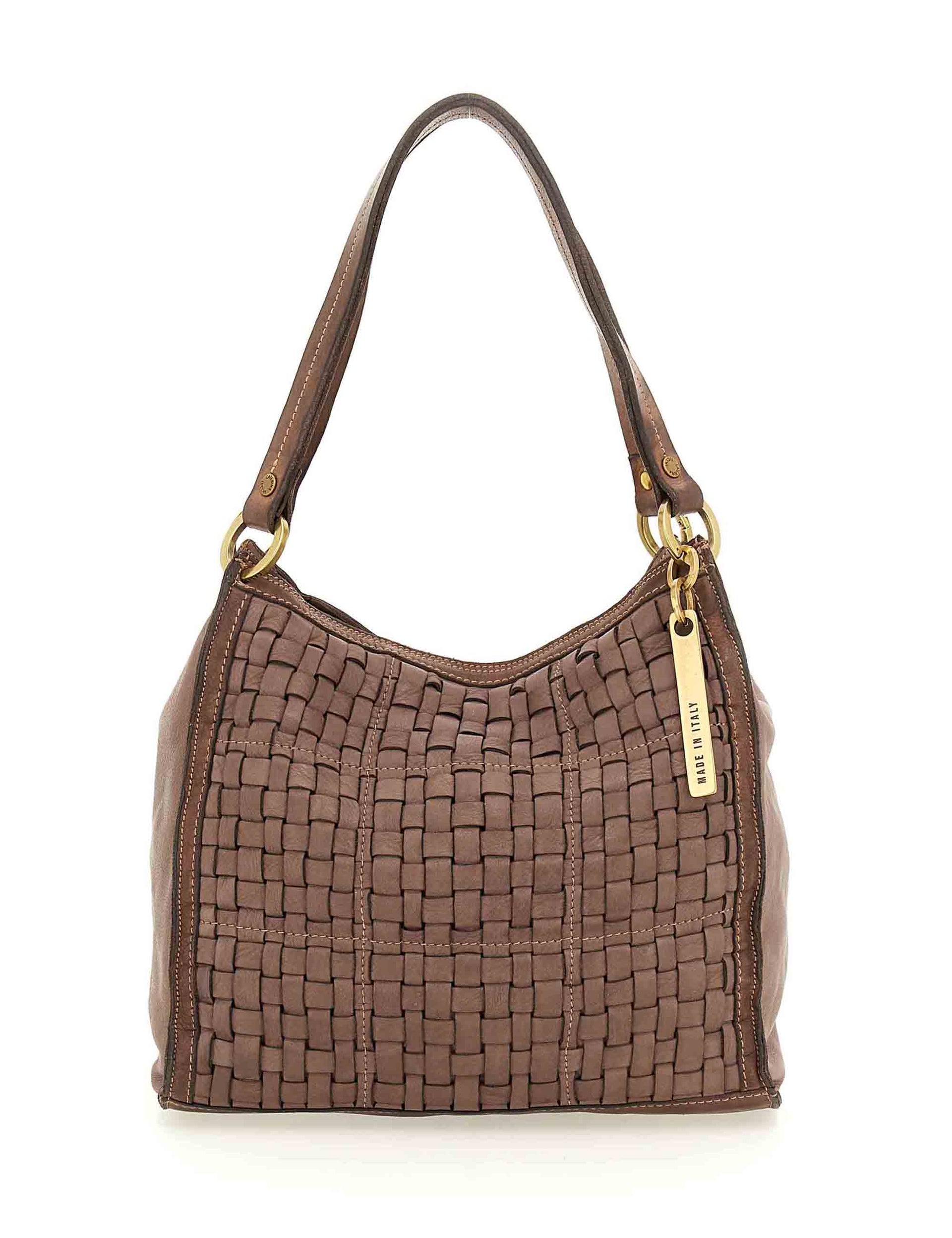 Zanzibar women's shopping bags in woven tan leather