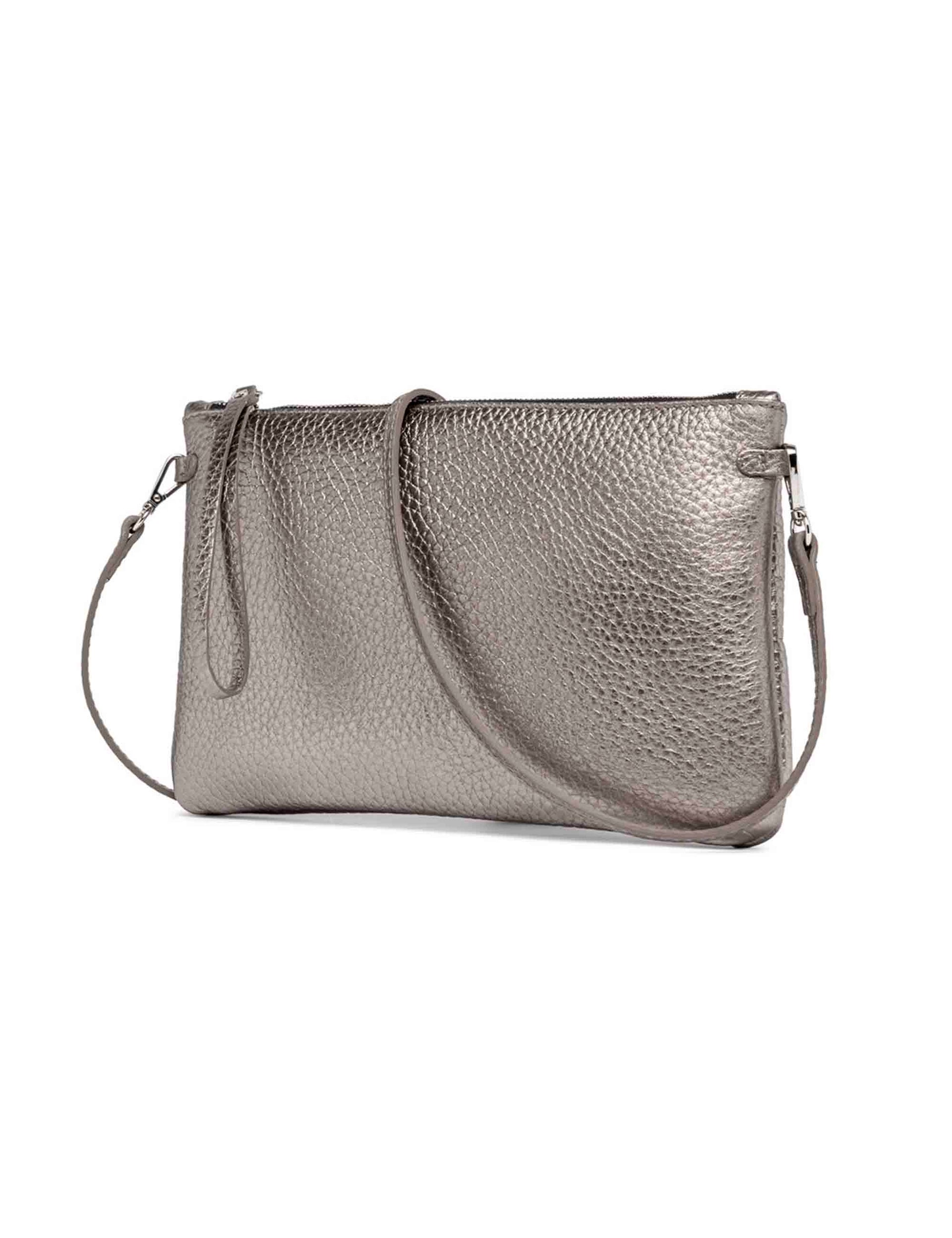 Borse donna pochette in pelle argento