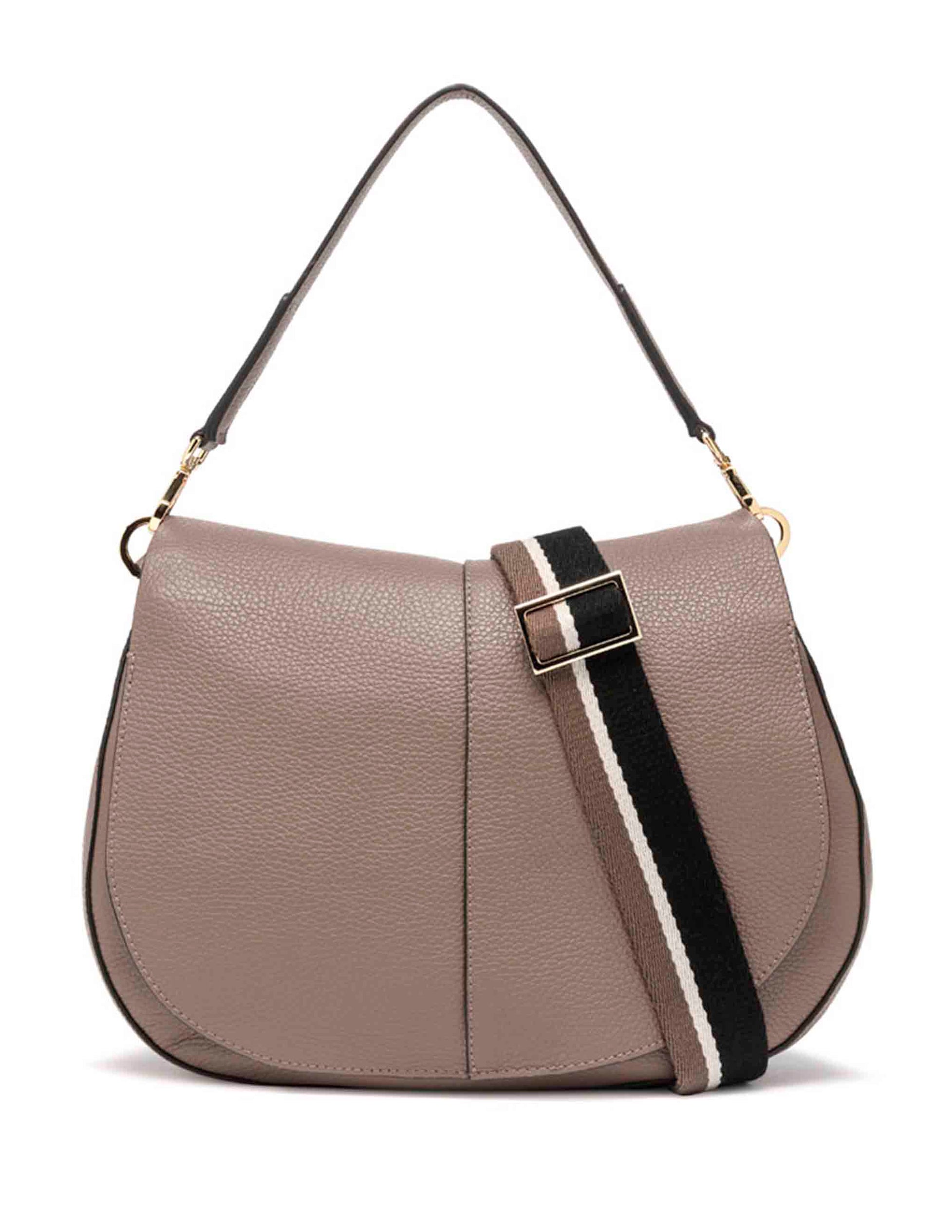 Helena Round women's shoulder bags in taupe leather