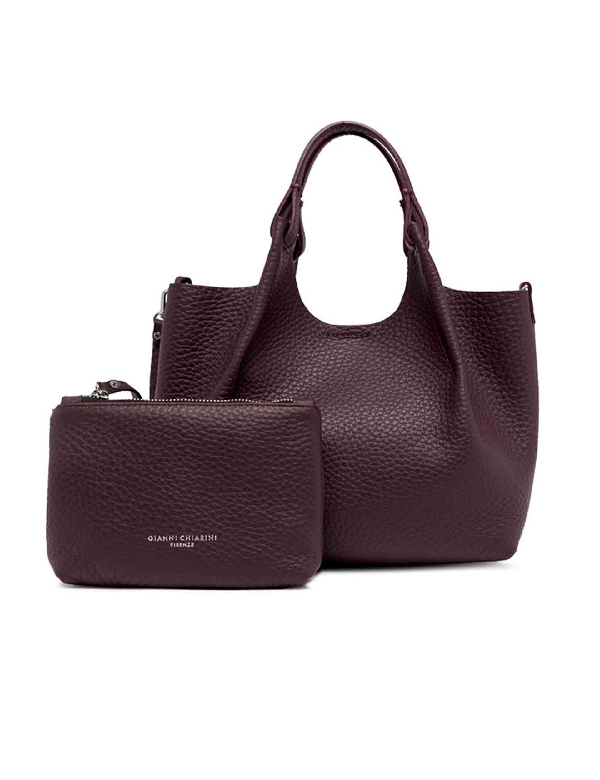 Mini Dua women's bag in burgundy leather