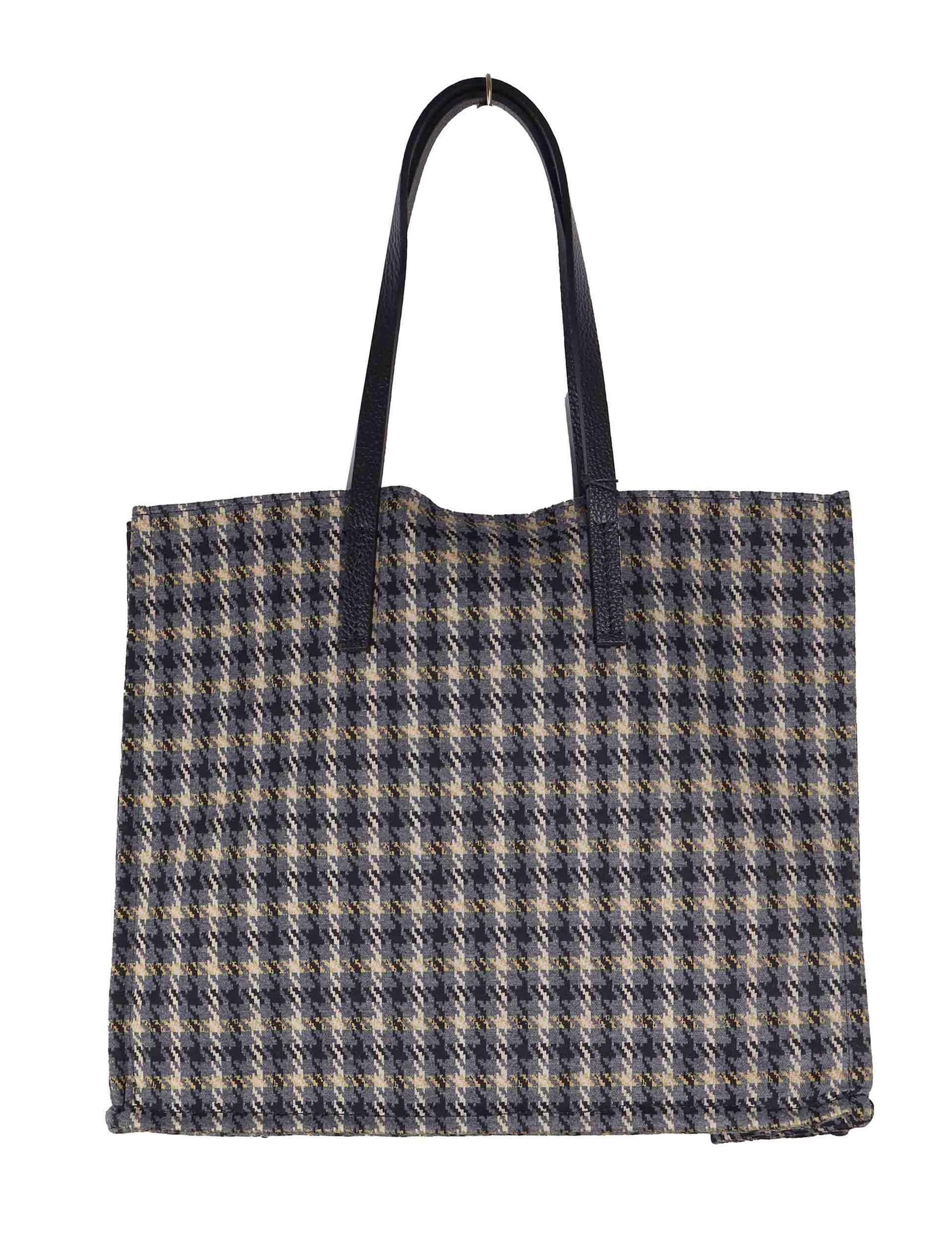 Women's tote bag in grey fabric with leather handles