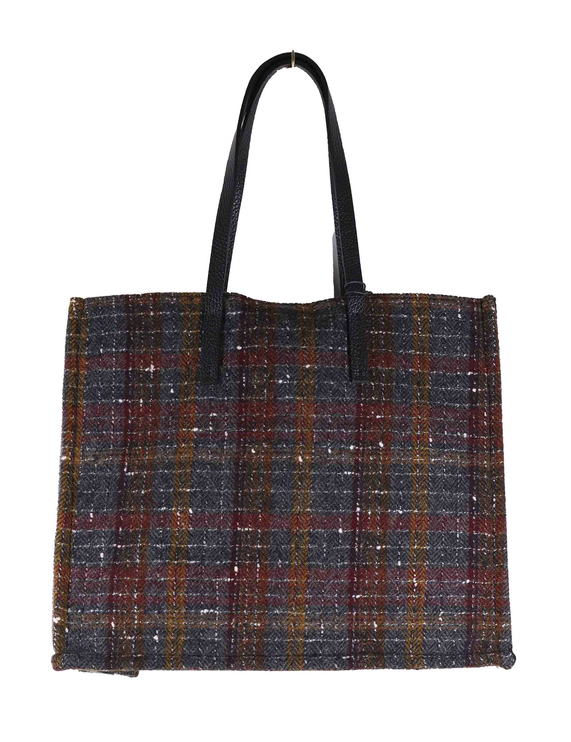 Women's tote bag in grey fabric with leather handles