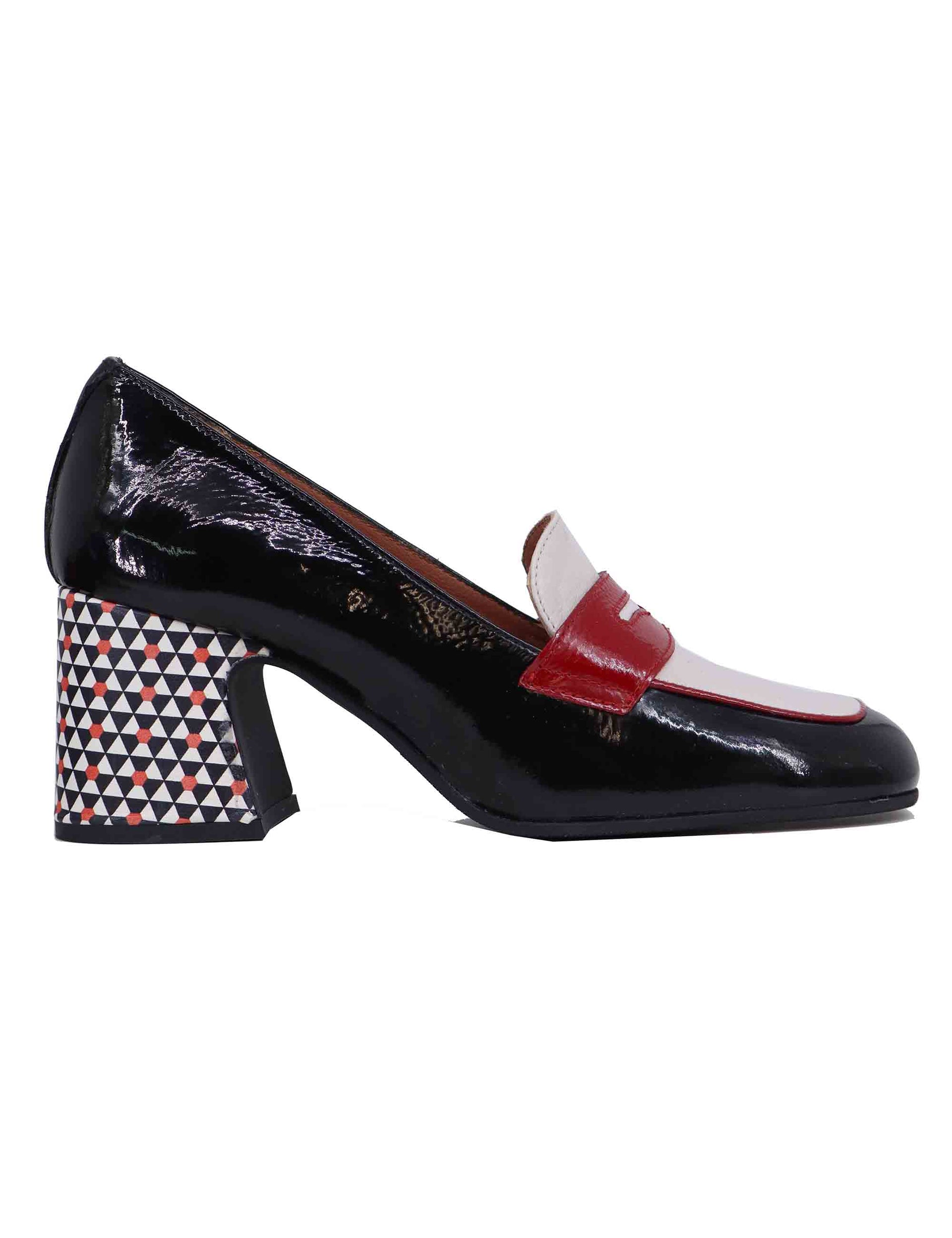 Women's black patent leather loafers