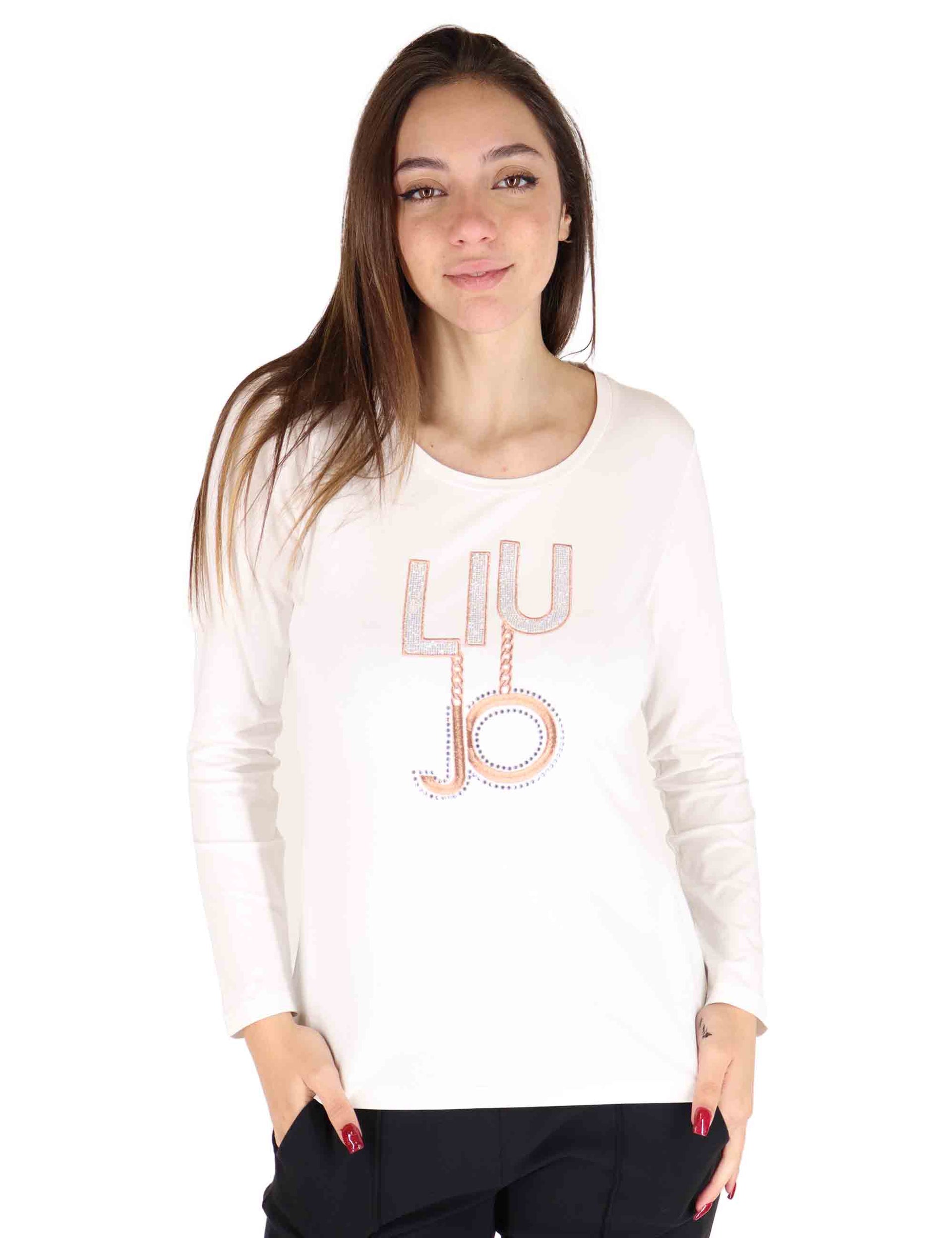 T-shirt donna in jersey di cotone stretch bianco