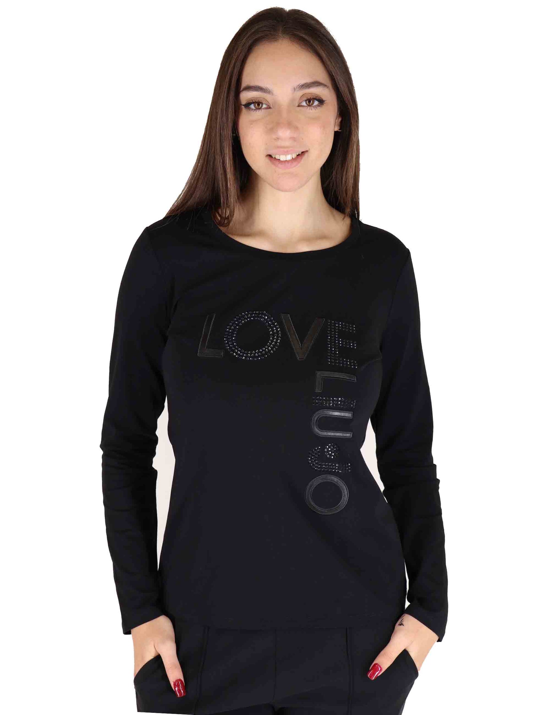 T-shirt donna in morbido jersey di cotone nero