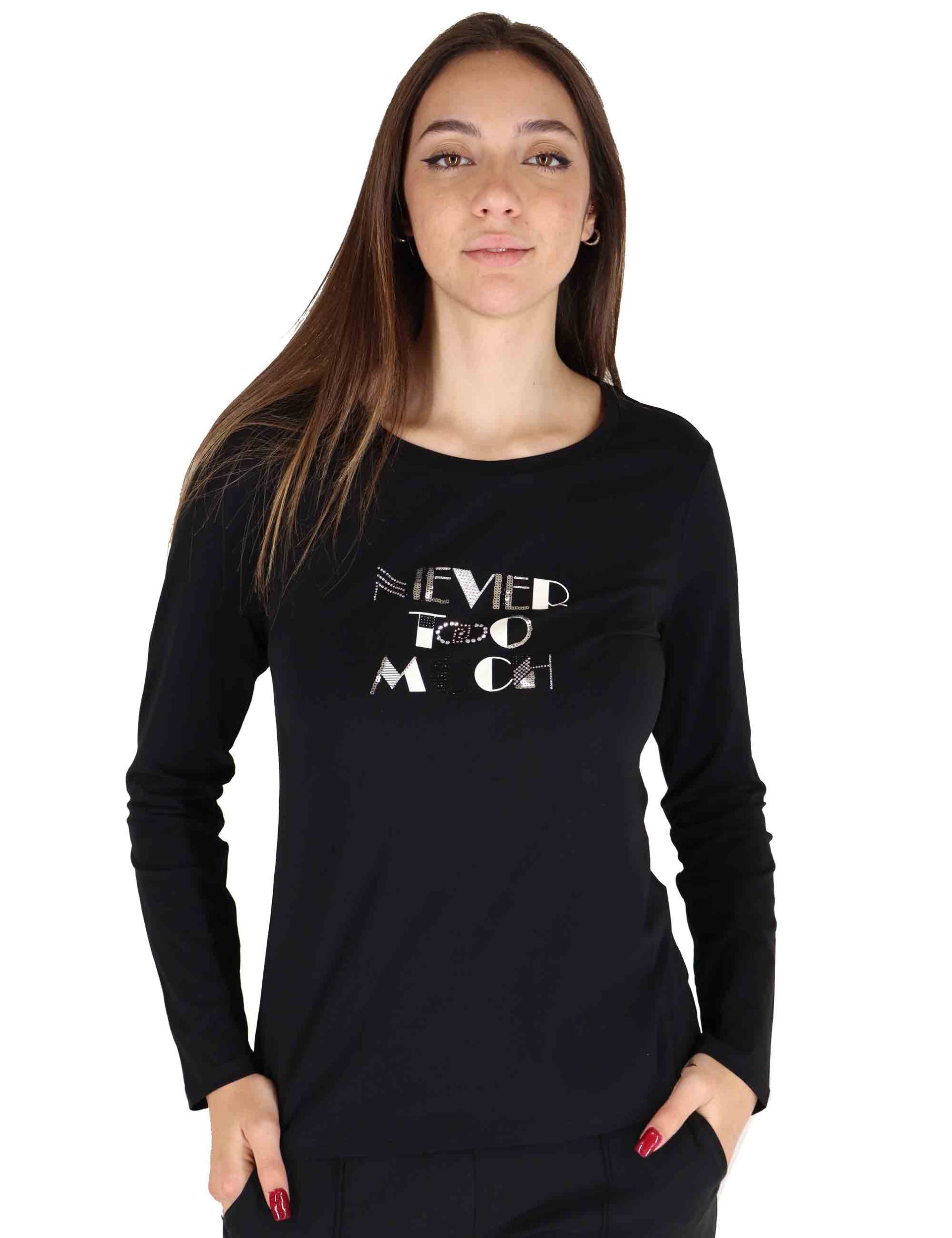 T-shirt donna in morbido jersey nero