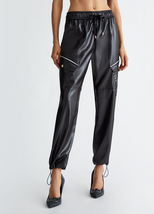 Pantaloni donna cargo nero