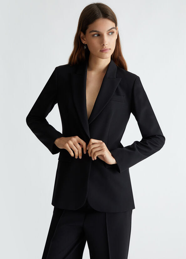 Blazer donna in twill nero