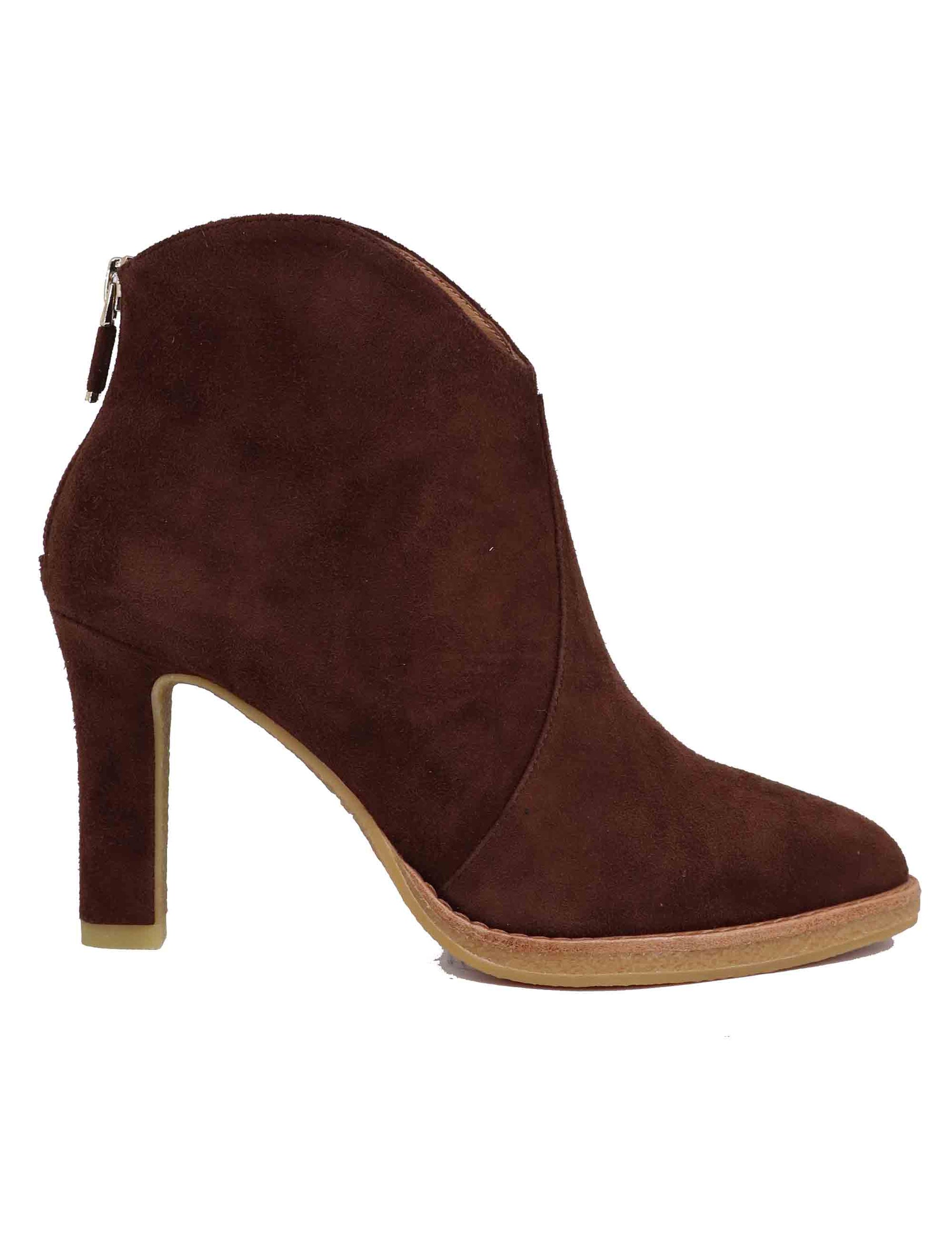 Women's Botines Brown Suede High Heel Ankle Boots