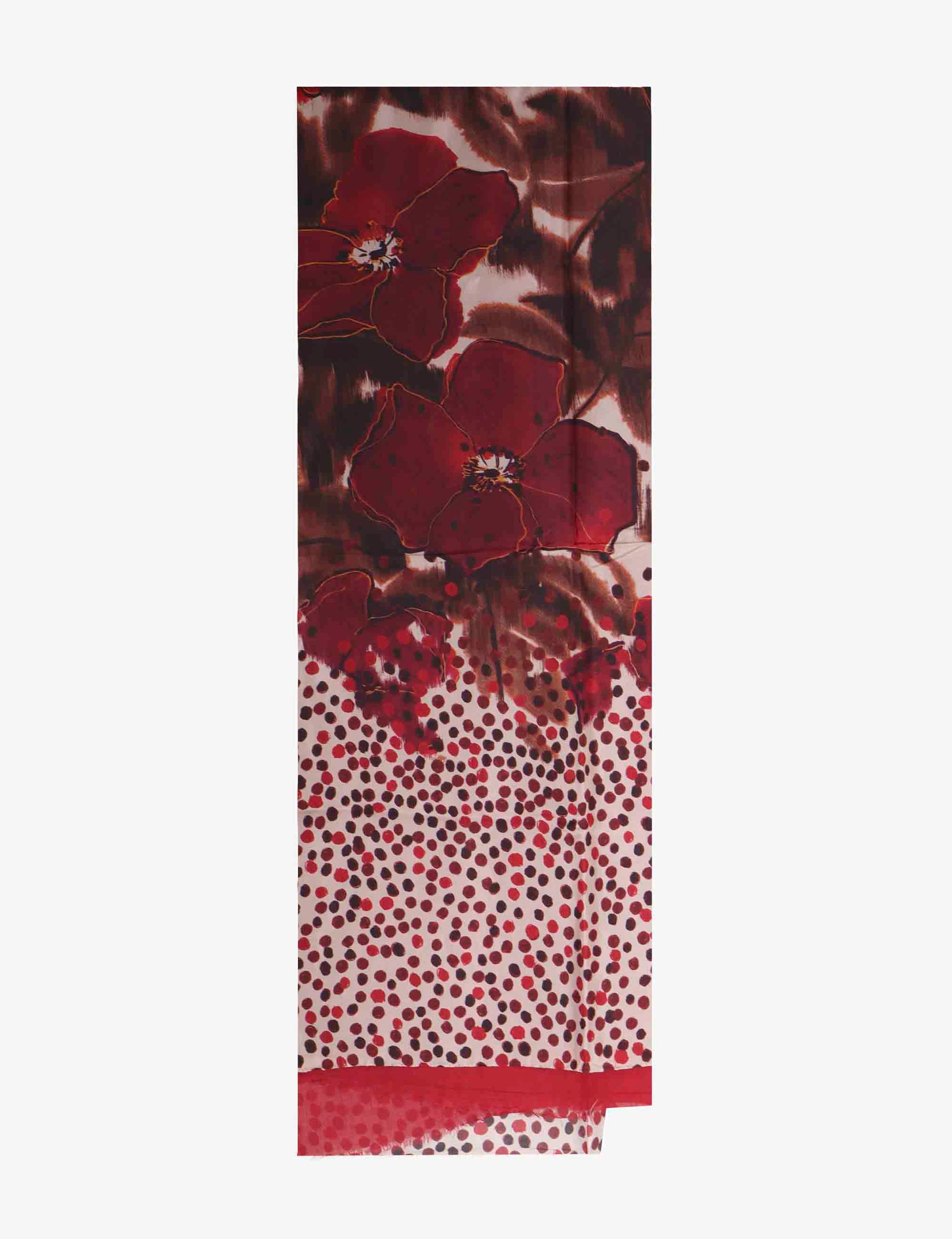 Print women's scarf in burgundy silk