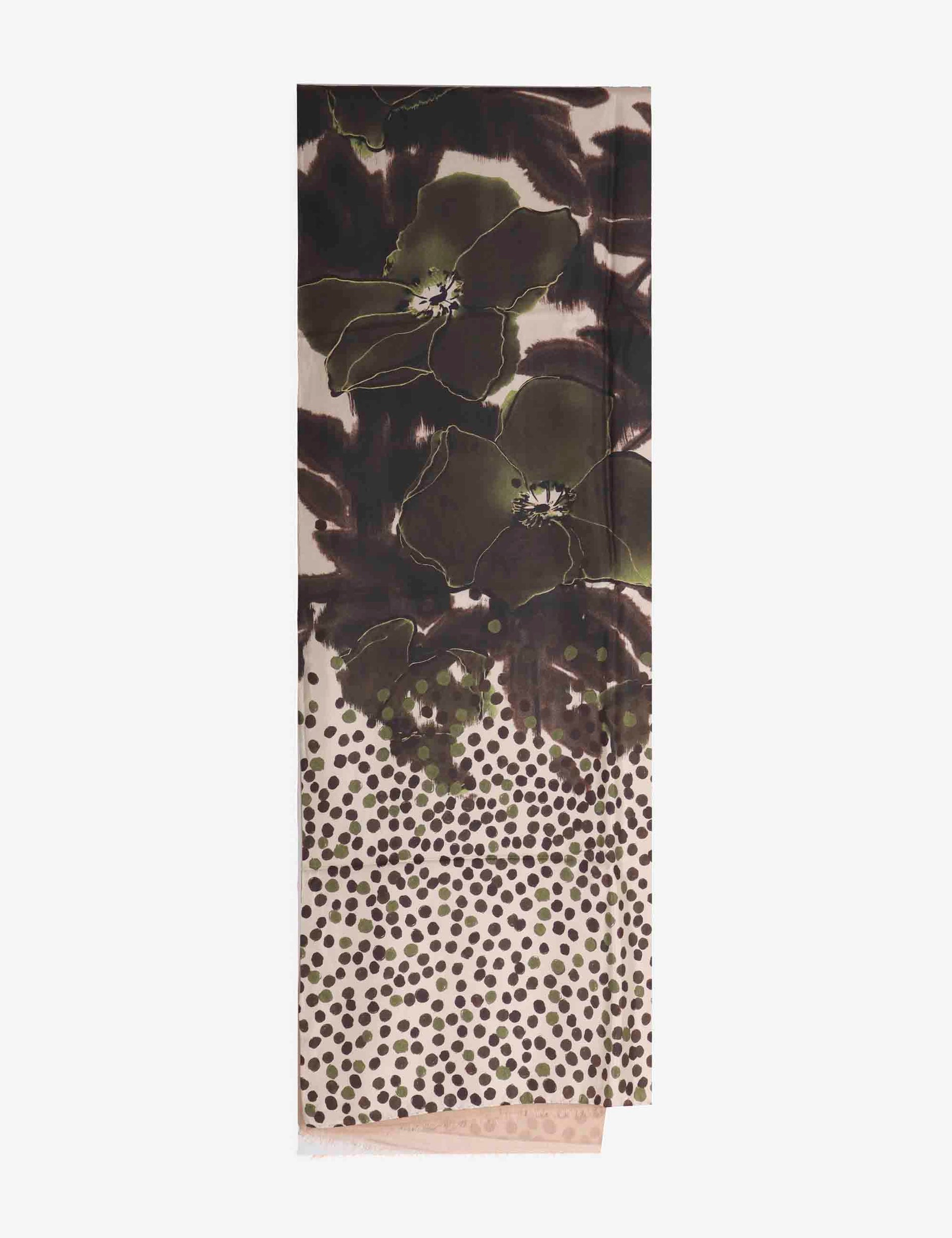 Women's Print Silk Green Scarf