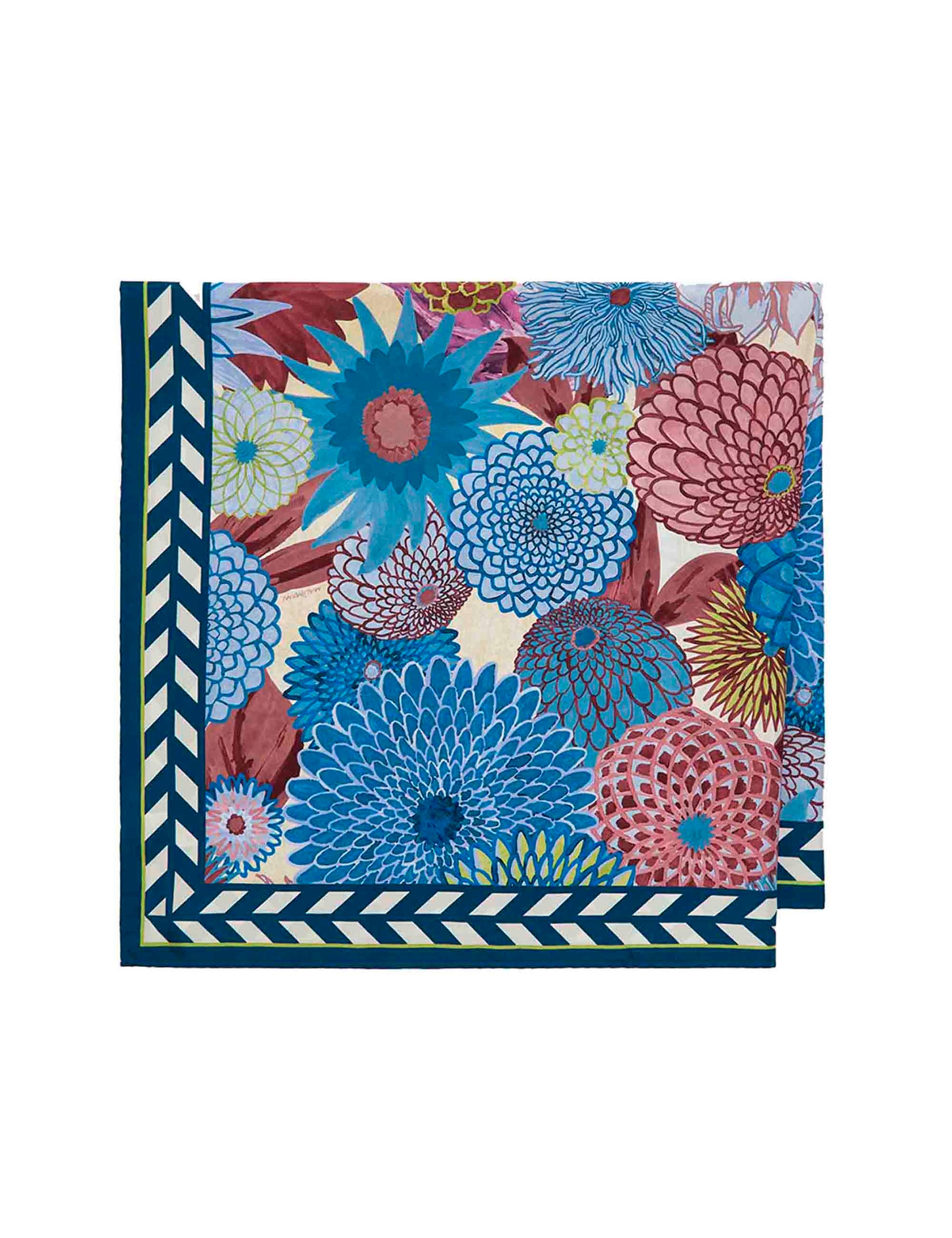 Foulard donna collecition Print in seta blu stampata