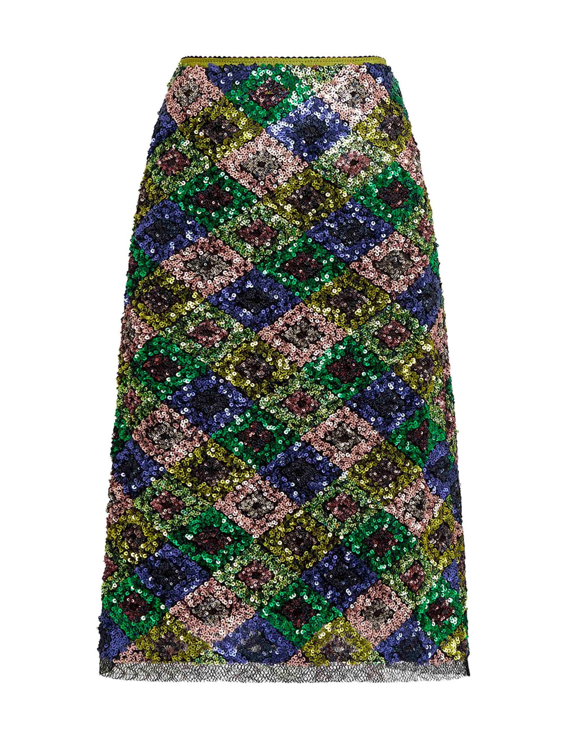 Midnight Green and Blue Sequin Women's Skirts