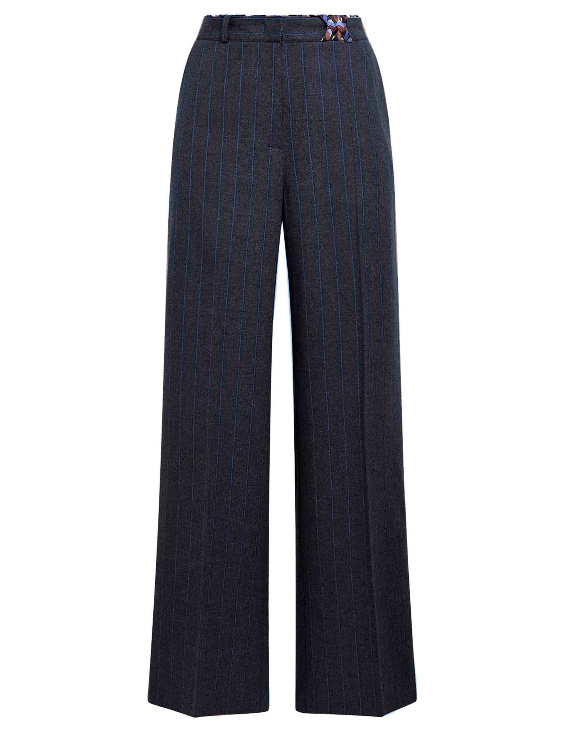 Mali Stripes Women's Trousers in Grey Pinstripe Fabric