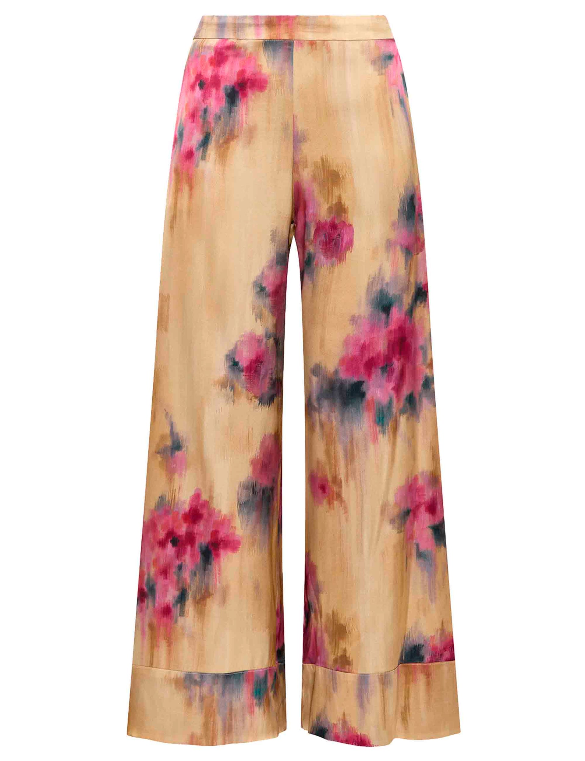 Silky Bouquet Women's Pants in Natural Viscose Beige