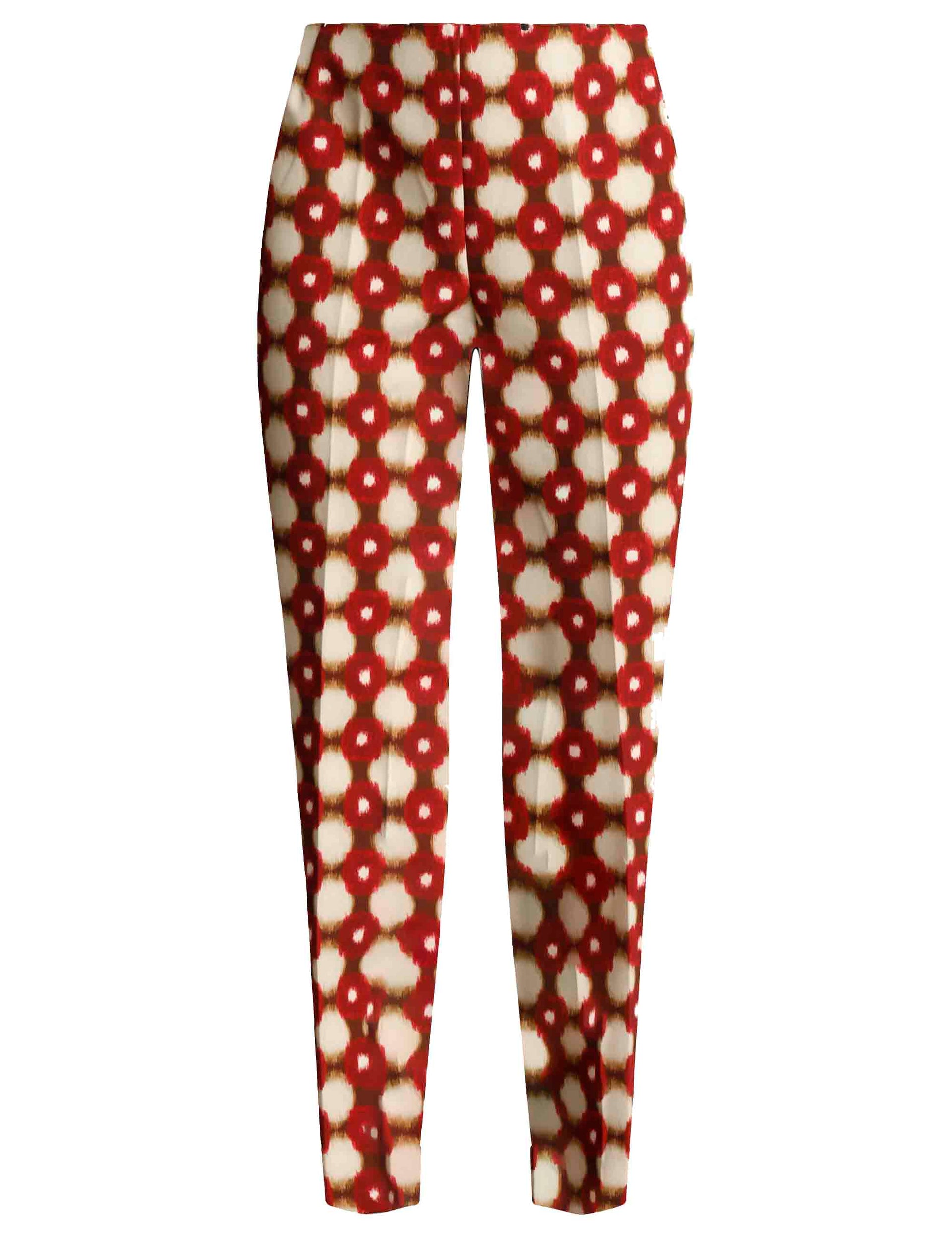 Pantaloni donna Macro Maze in tessuto rosso a fantasia