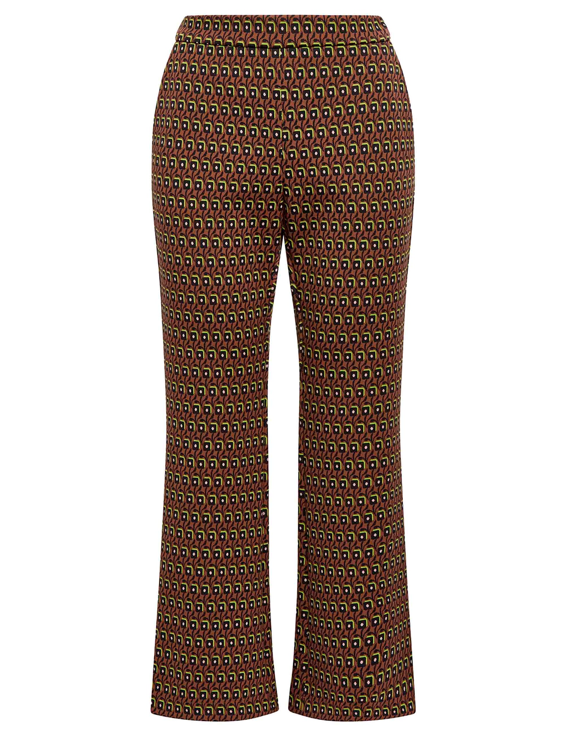 Women's Flower Jacquard trousers in brown patterned fabric