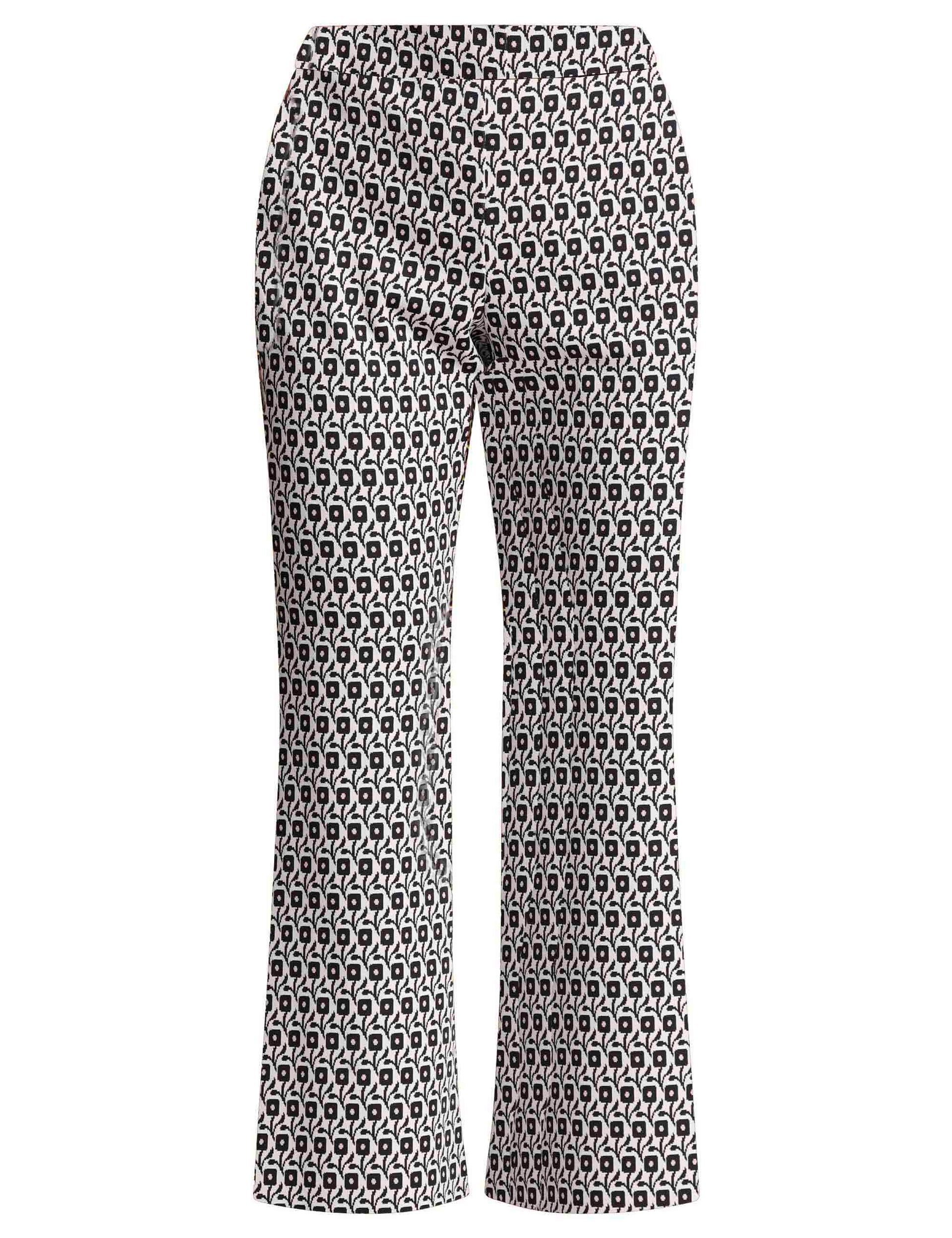 Pantaloni donna Flower Jacquard in tessuto avorio a fantasia