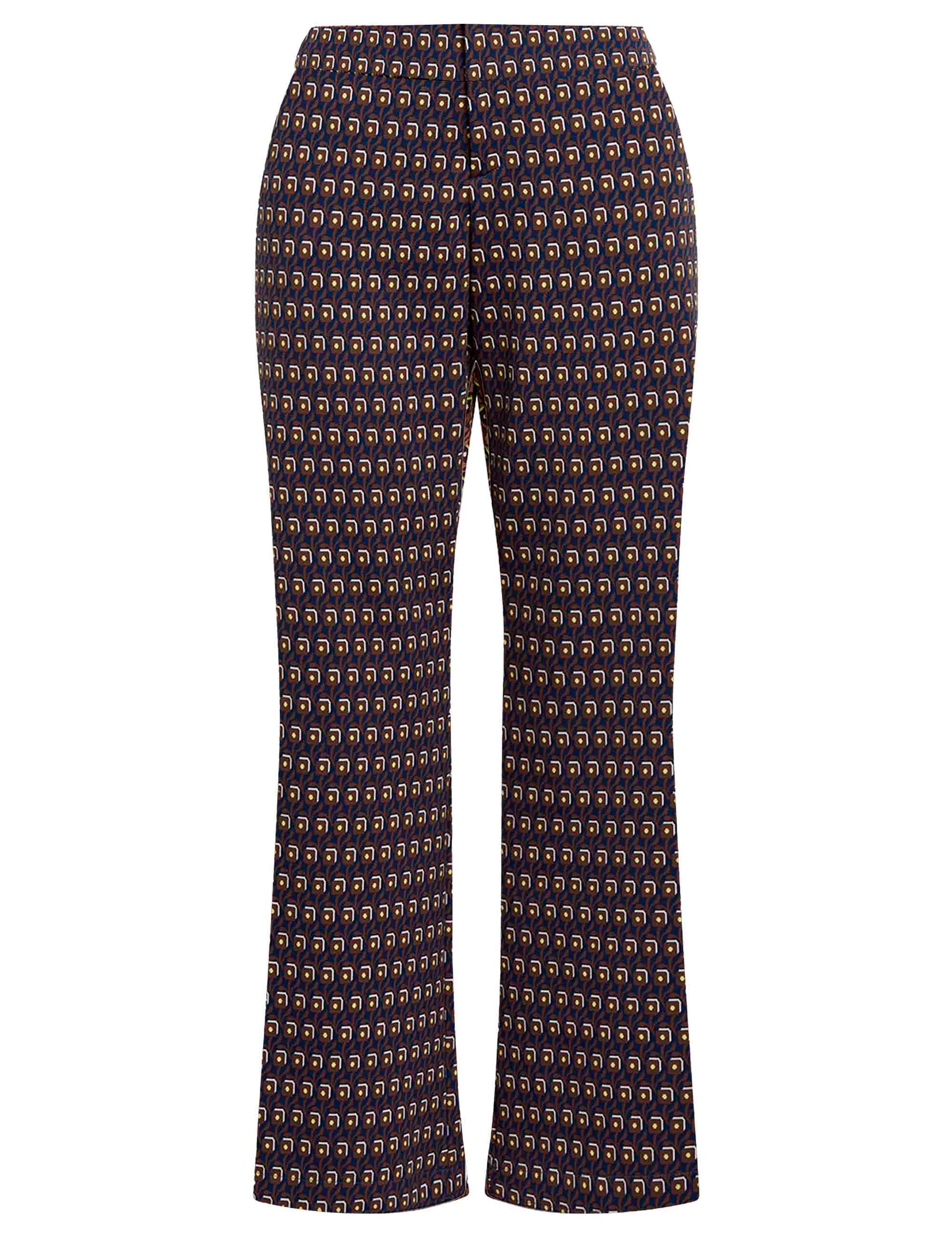 Women's Flower Jacquard trousers in ivory patterned fabric