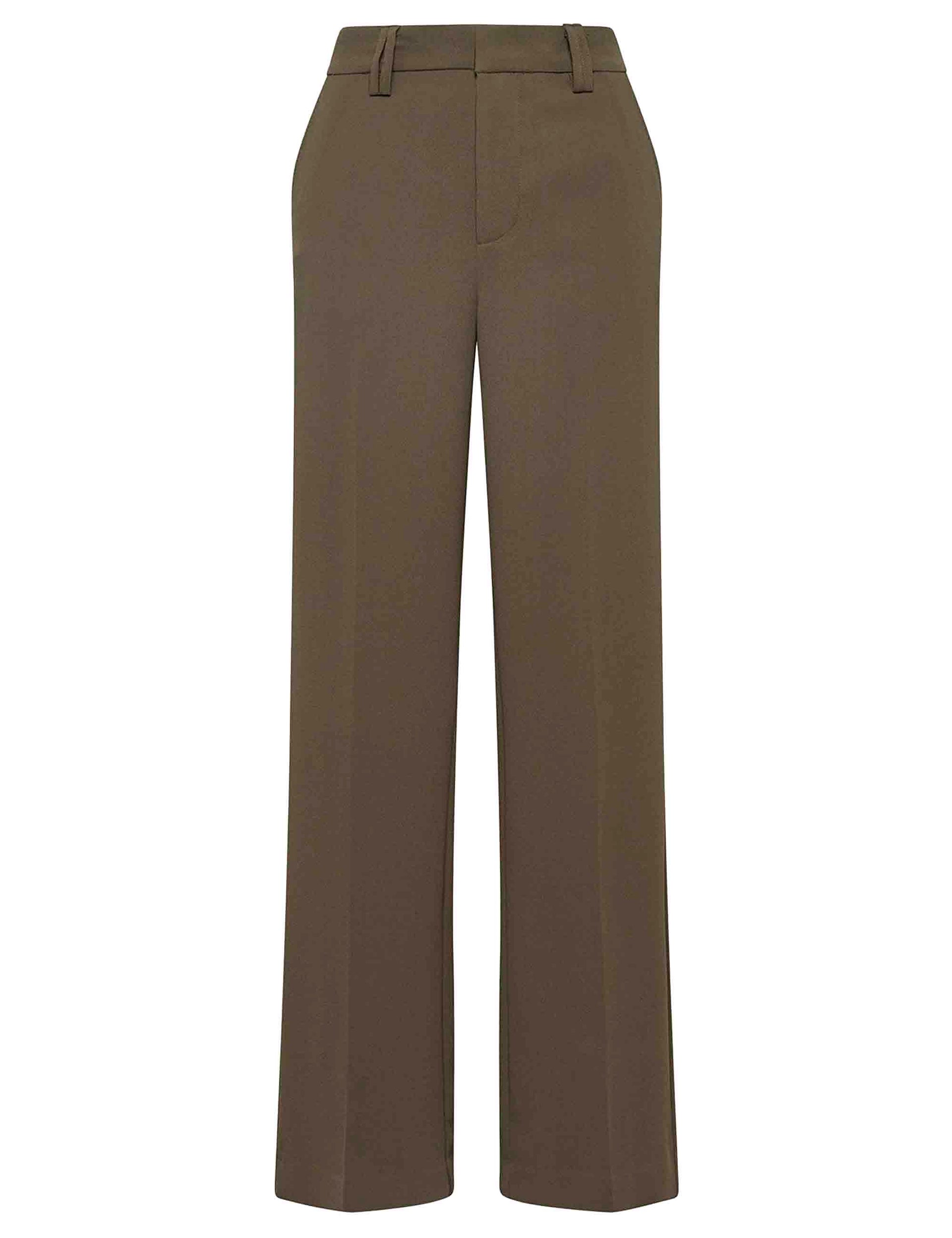 Pantaloni donna Sable in crepe verde gamba larga