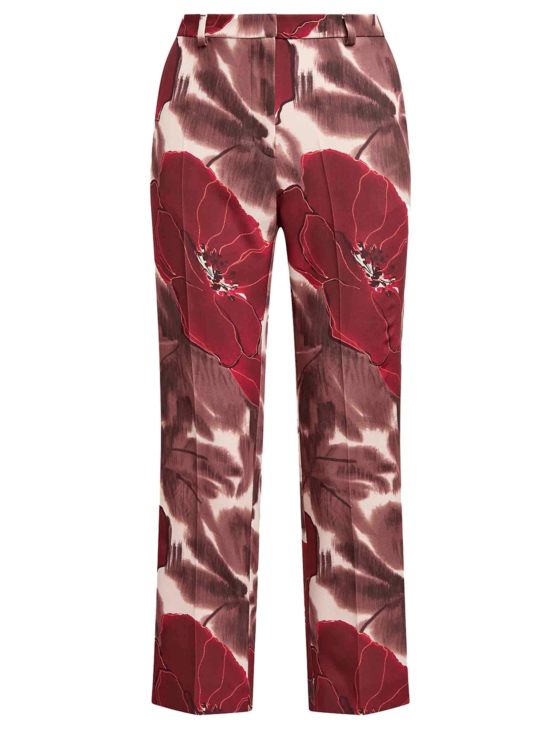 Pantaloni donna Camou Flower in cady rosso