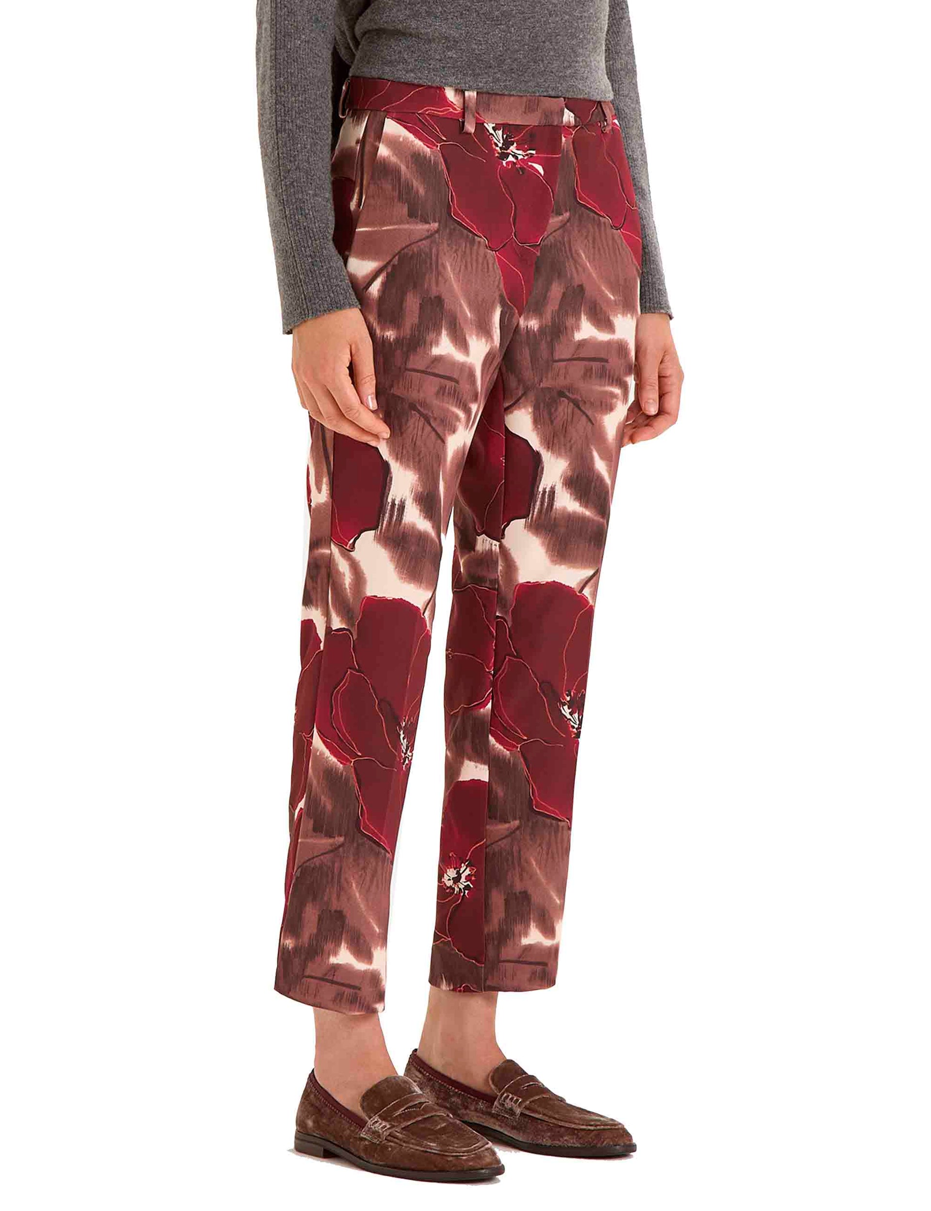 Pantaloni donna Camou Flower in cady rosso