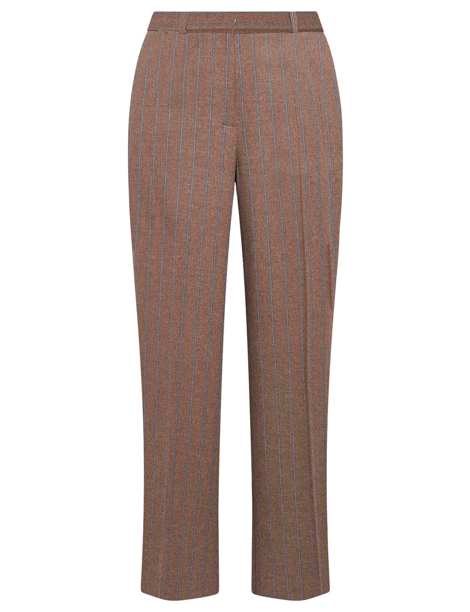 Pantaloni donna Stripes in tessuto gessato taupe