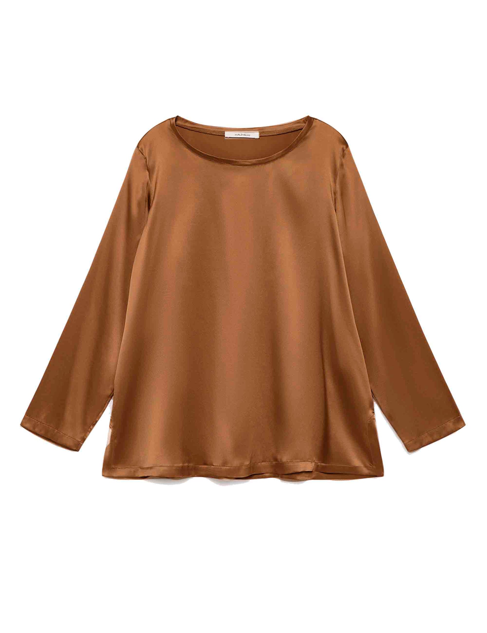 Women's Silk Satin Long Sleeve Leather Silk Sweaters