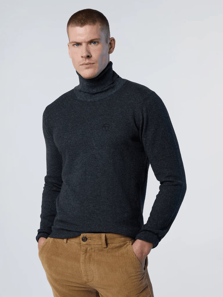 Maglioni uomo a collo alto in eco cashmere grigio