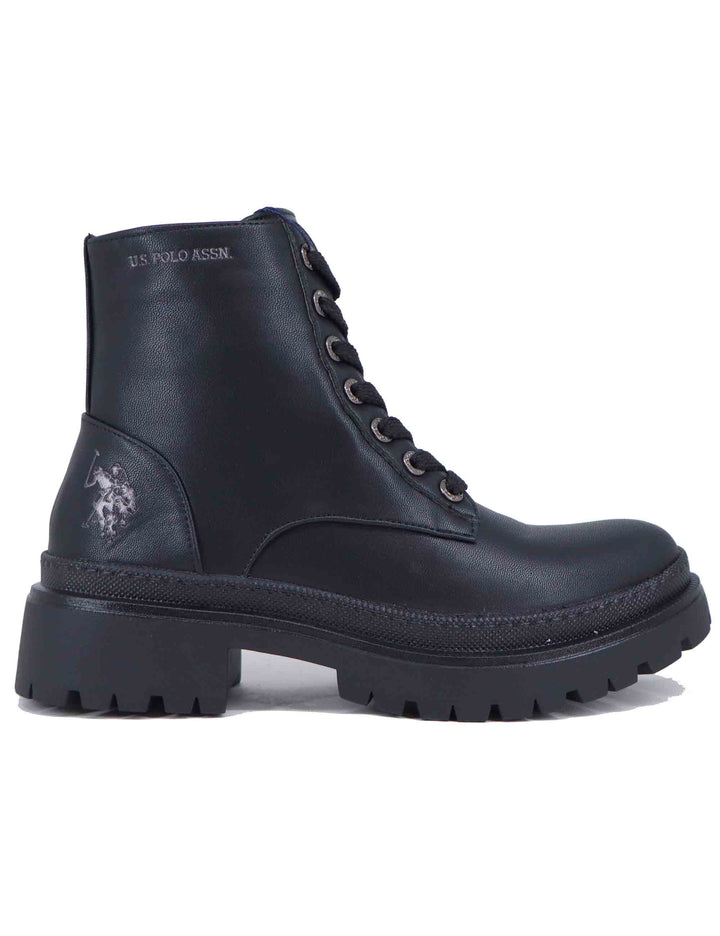 Stivaletti stringati donna in eco pelle nera BYKER001W DU1 U.S. Polo Assn. 