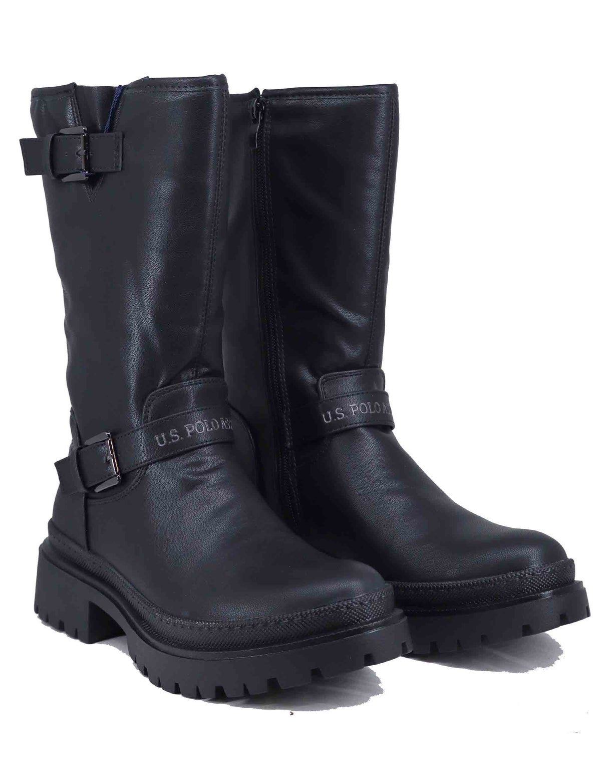 Stivaletti biker donna in eco pelle nera BYKER002W DU1 U.S. Polo Assn. 